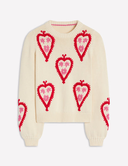 Graphic Embroidered Sweater-Warm Ivory, Hearts-5