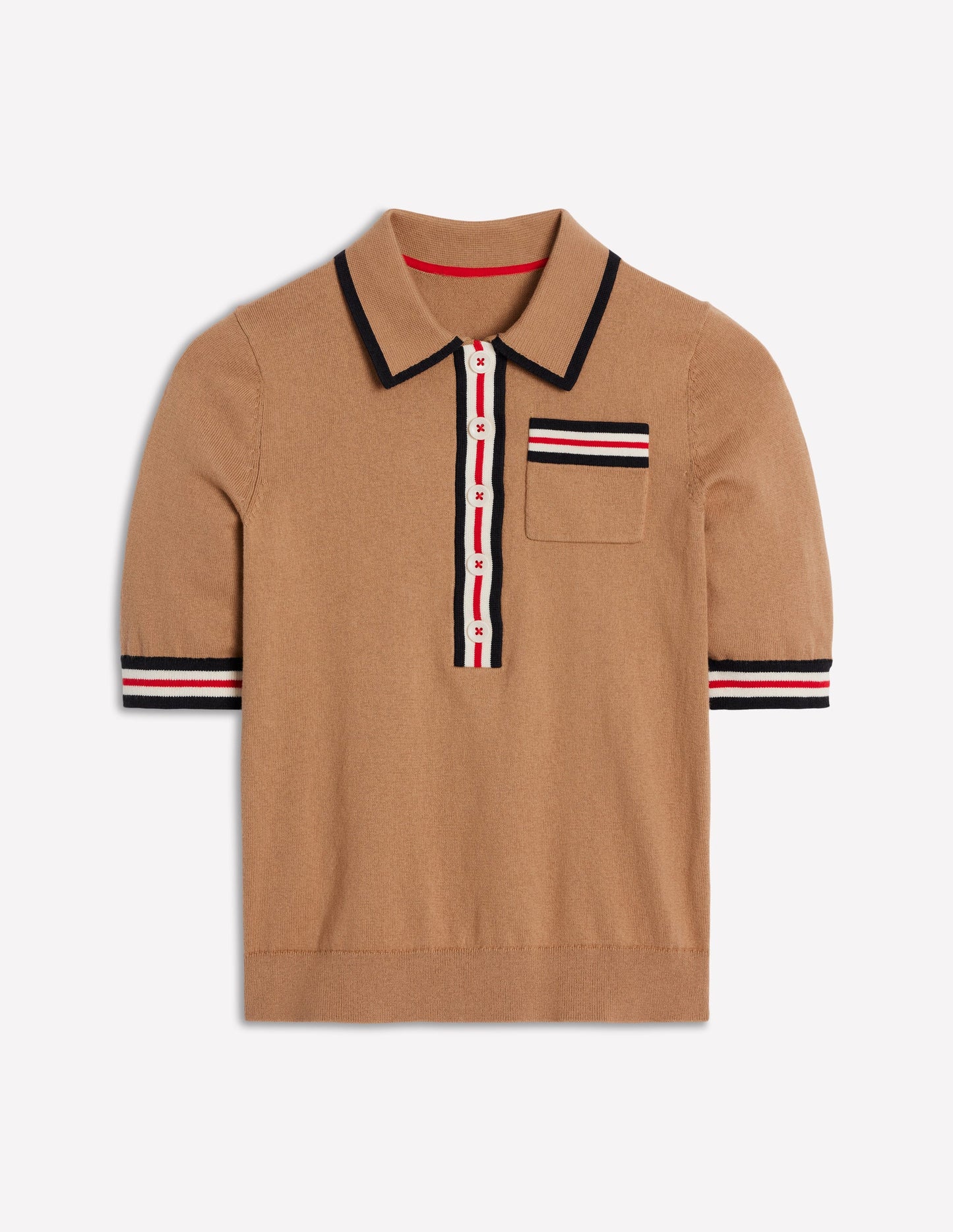 Cotton Henley T-shirt-Camel Melange