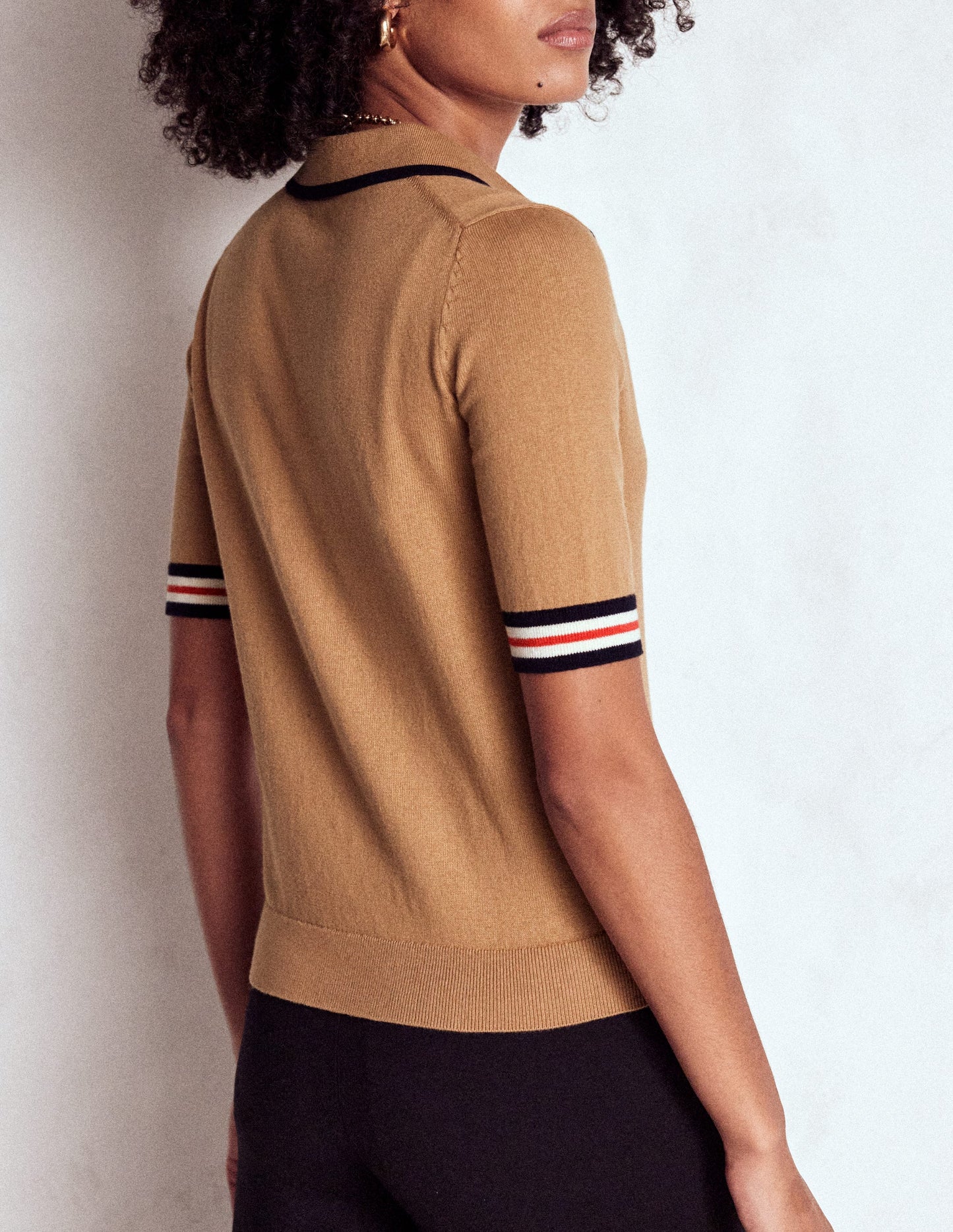 Cotton Henley T-shirt-Camel Melange
