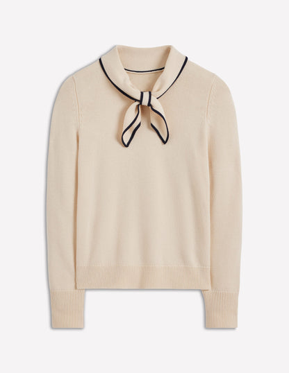 Knitted Bow Sweater-Warm Ivory-6