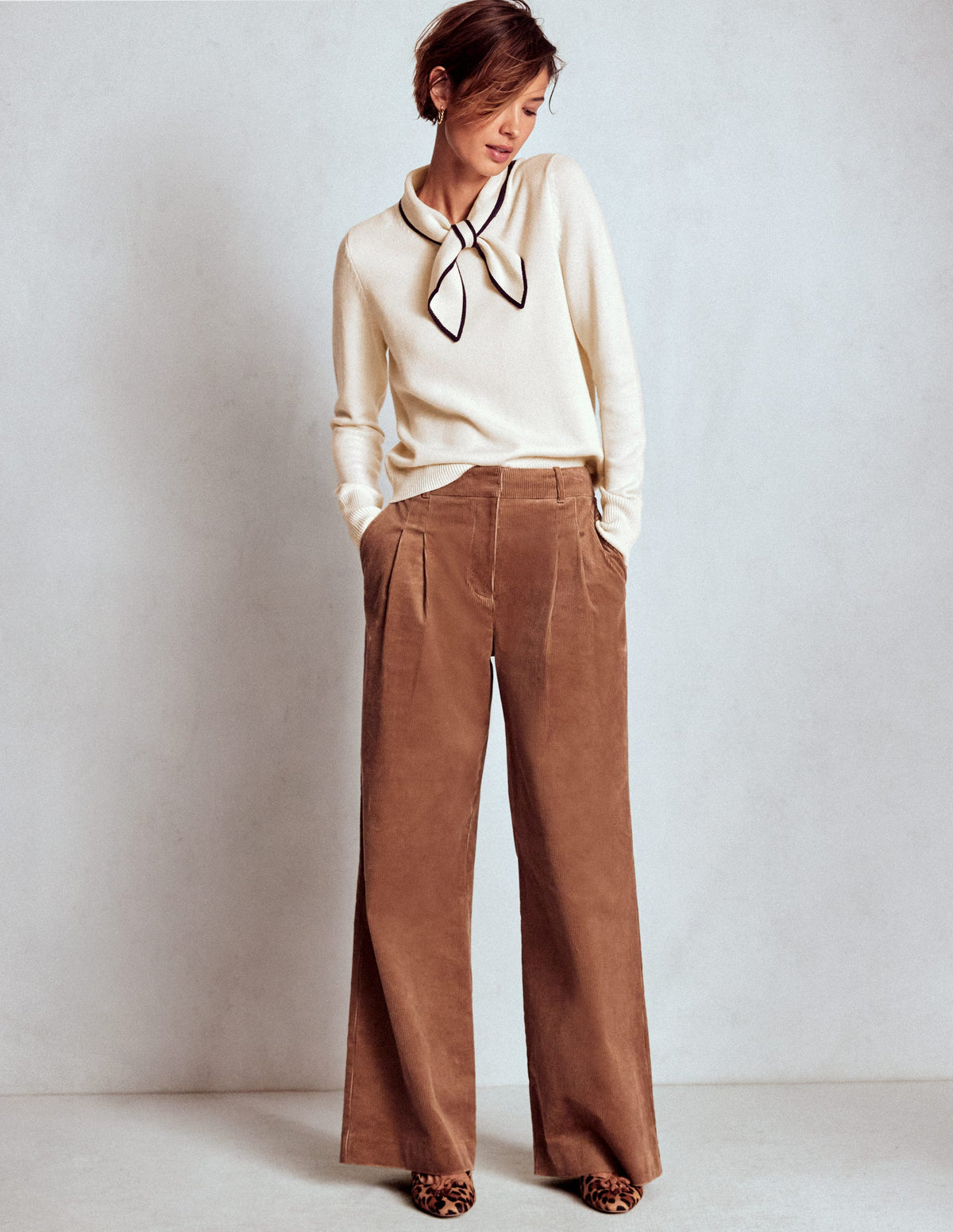 Knitted Bow Sweater-Warm Ivory - Image 4