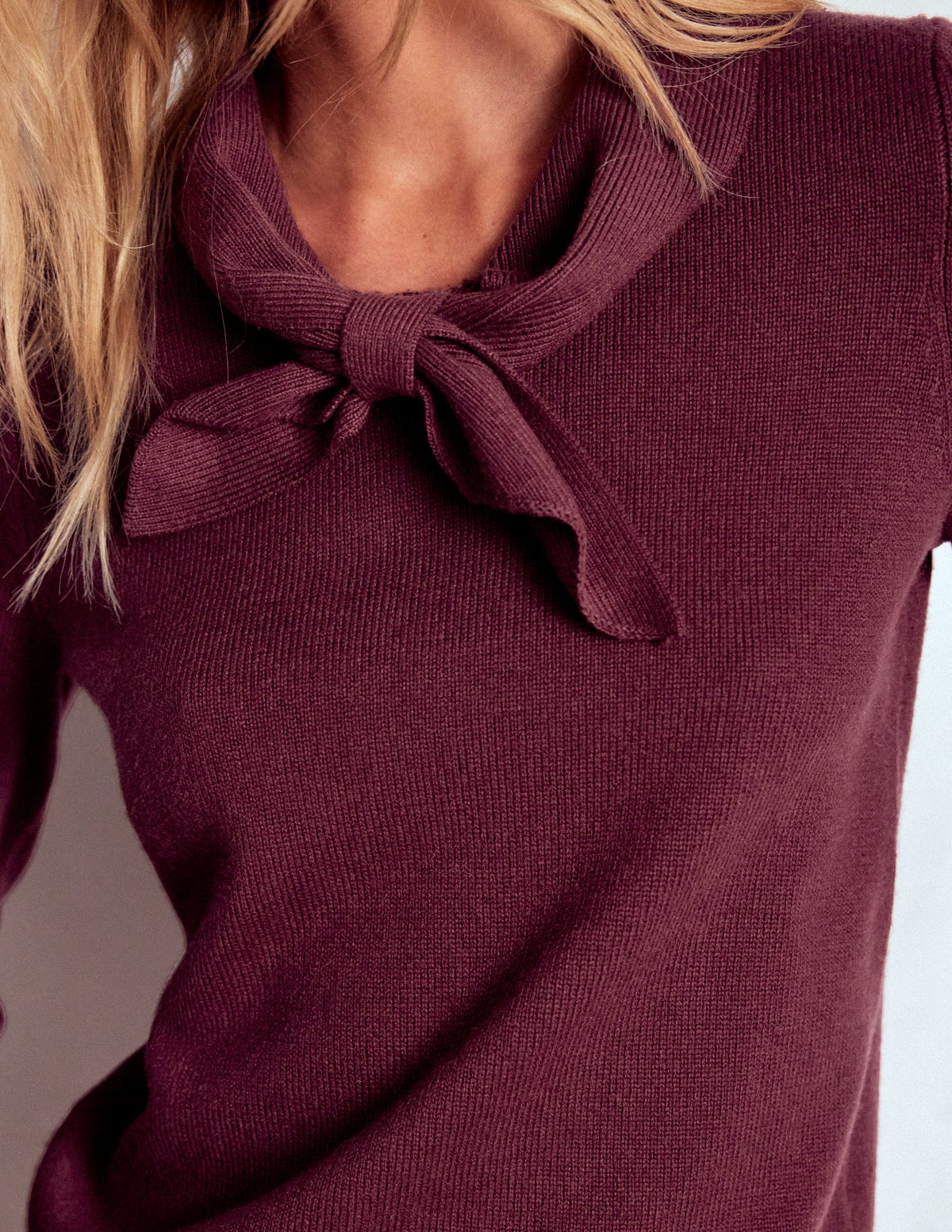 Knitted Bow Sweater-Deep Wisteria - Image 2