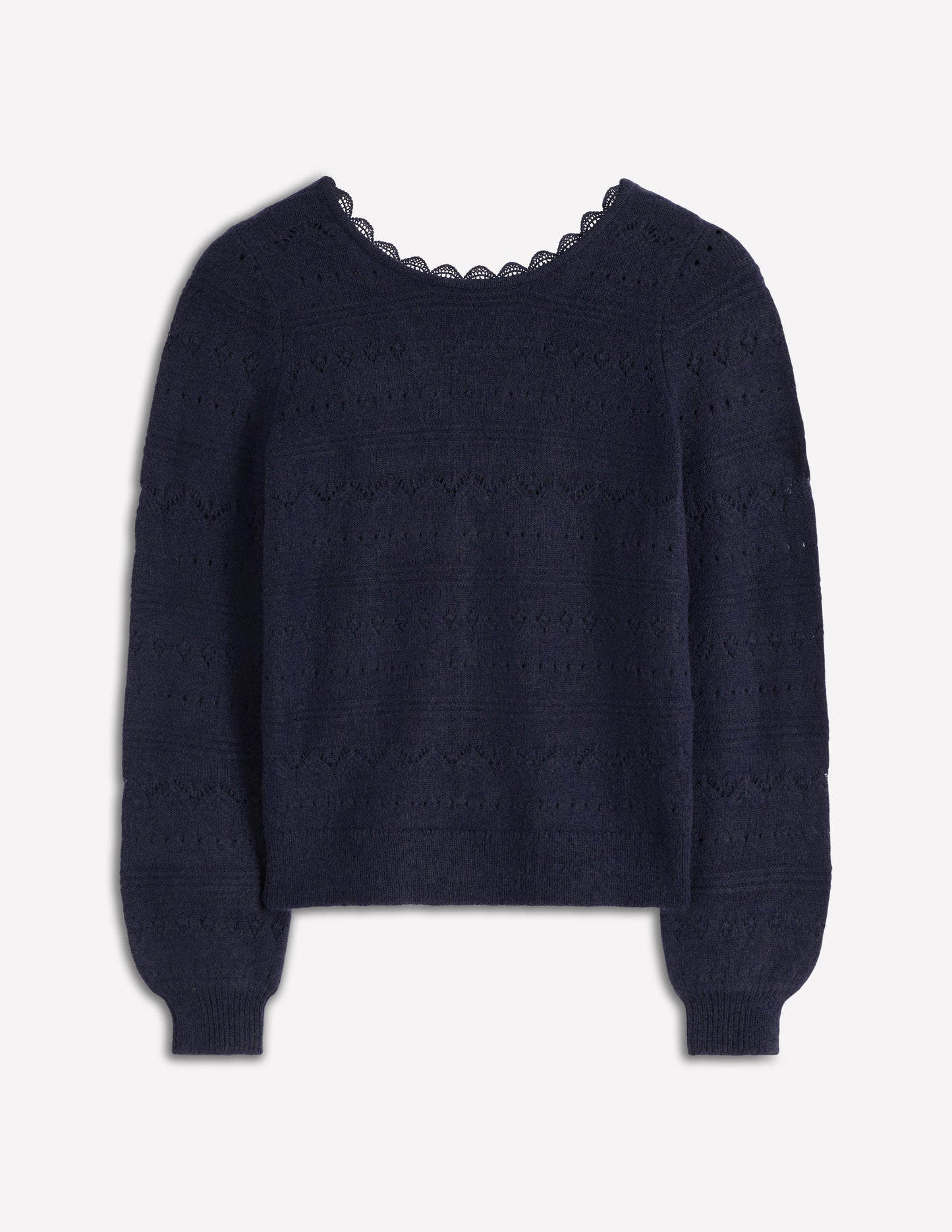 Leticia Lace Trim Sweater-Navy