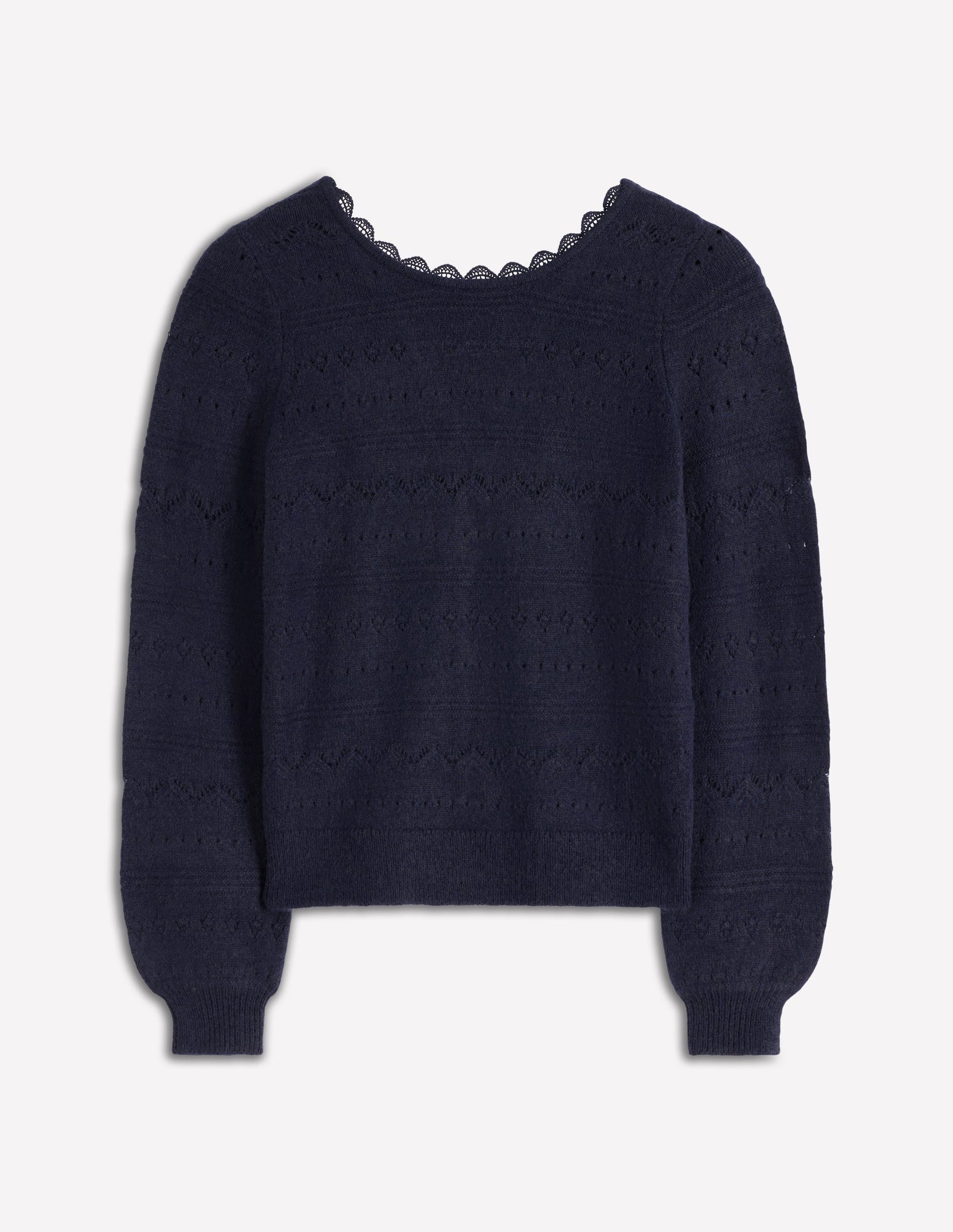 Leticia Lace Trim Sweater-Navy-6