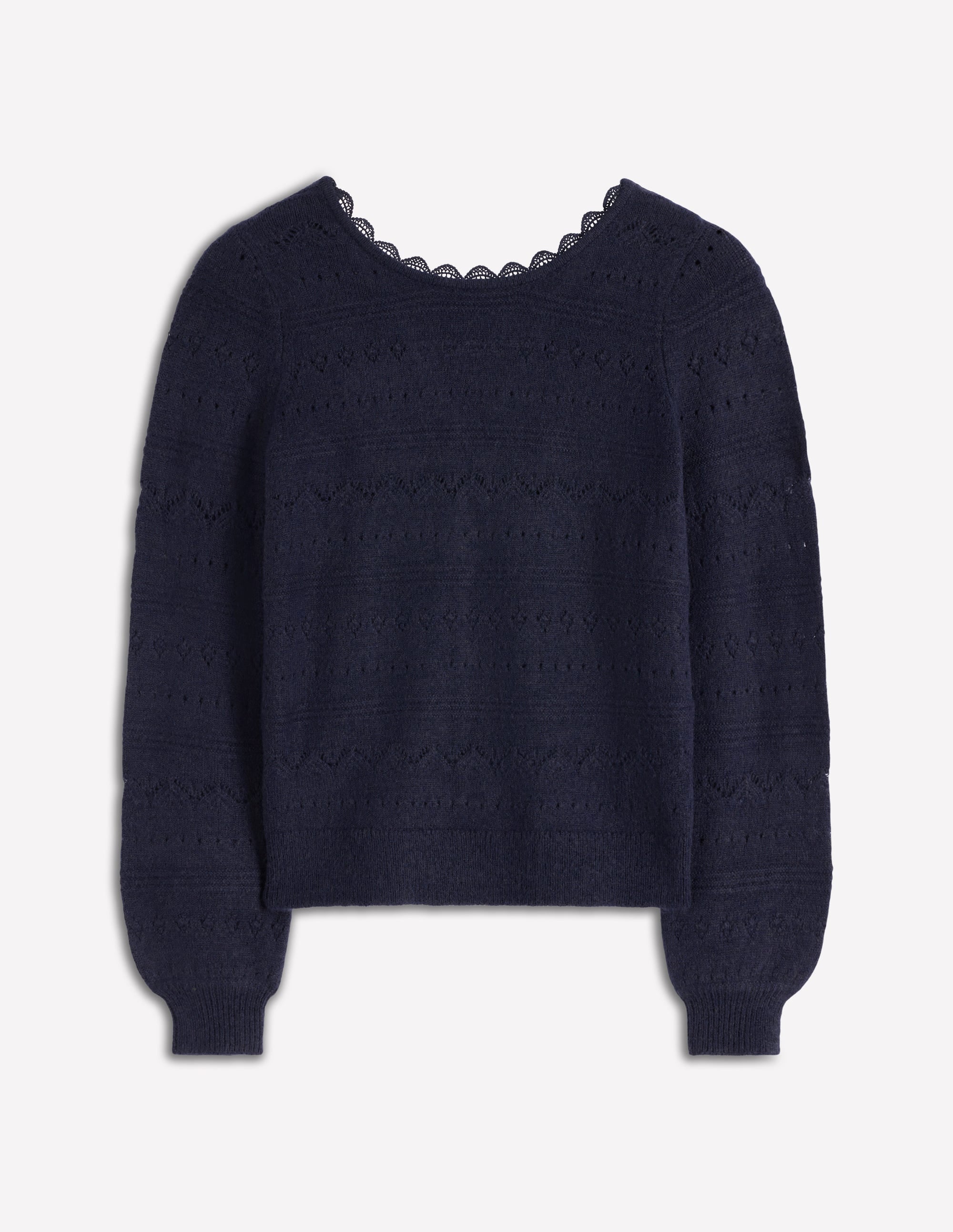 Leticia Lace Trim Sweater-Navy - Image 6