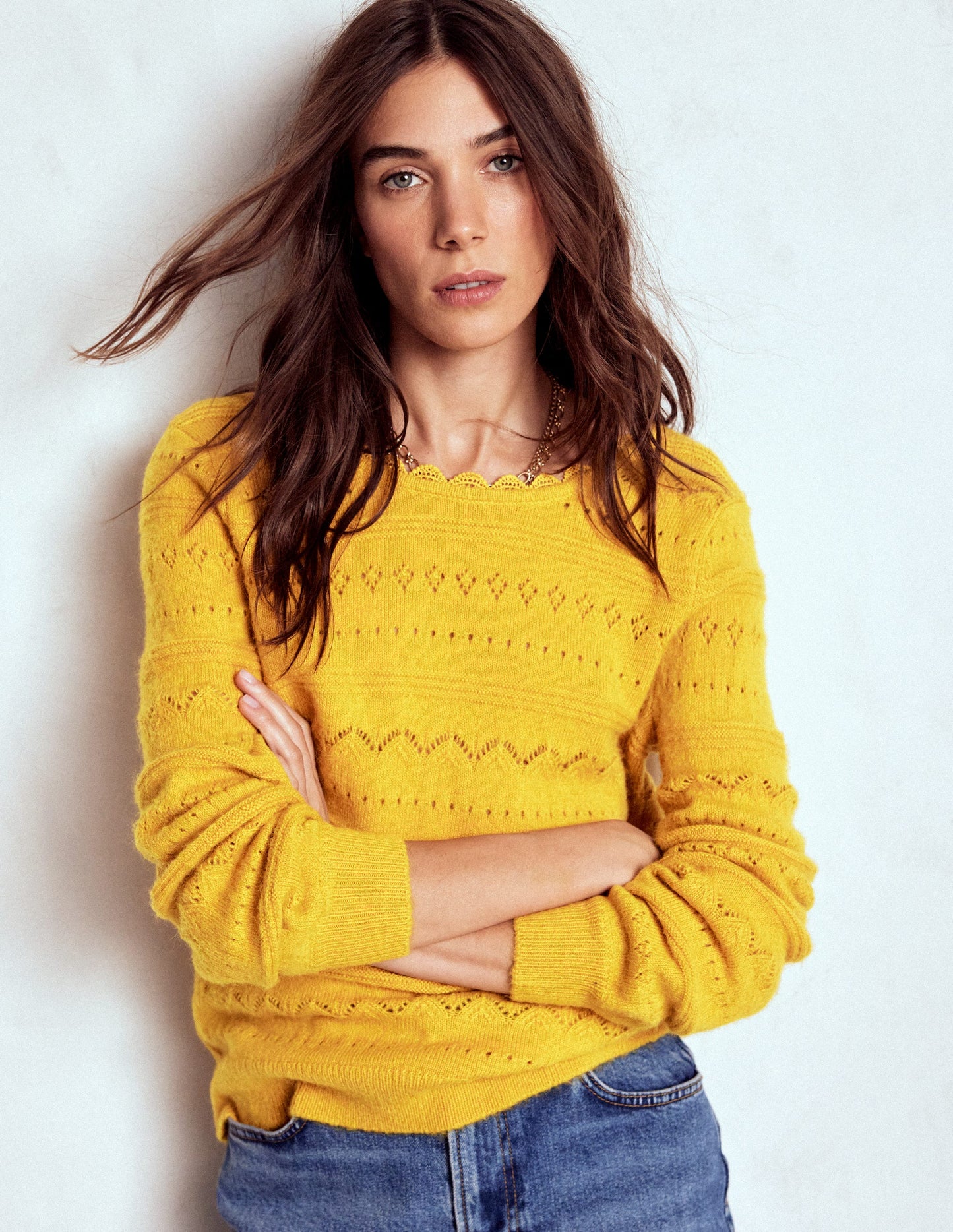 Leticia Lace Trim Sweater-Golden Rye