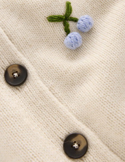 Natalie Embroidered Cardigan-Oatmeal Melange, Cherry-8