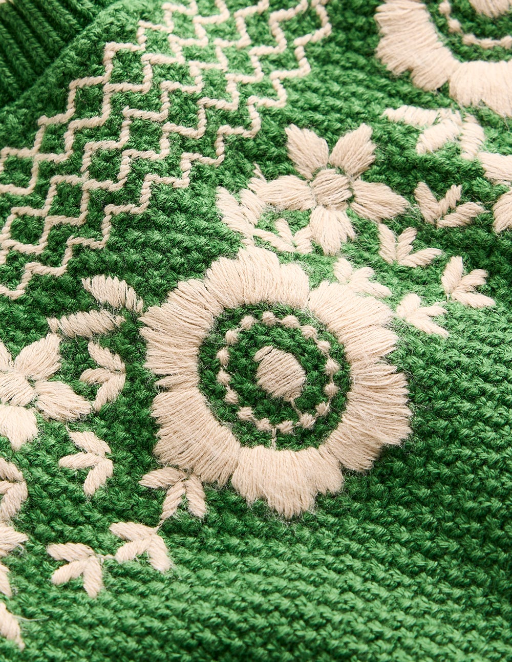 Puff Sleeve Embroidery T-shirt-Paradise Green