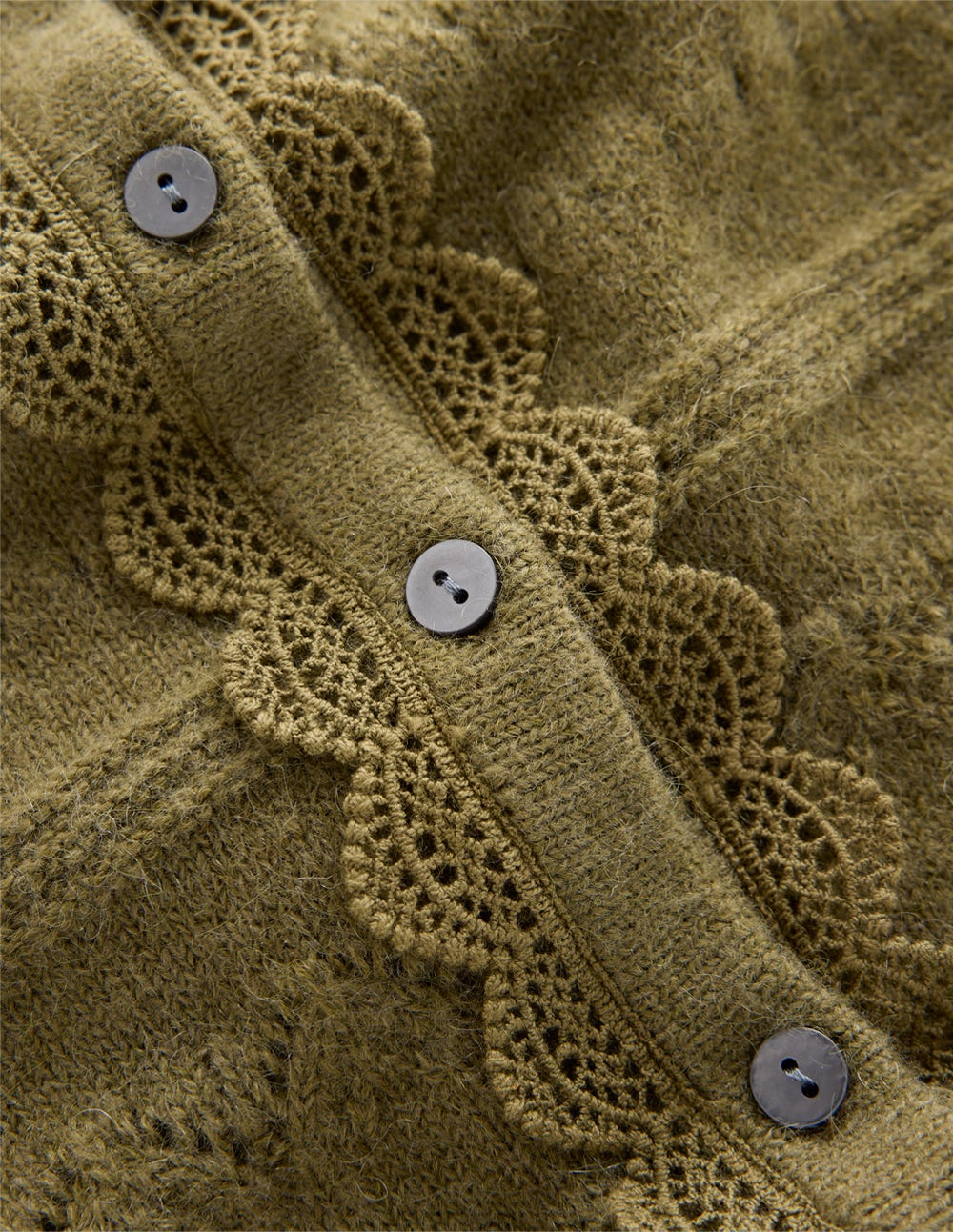 Leticia Lace Trim Cardigan-Woodland Green