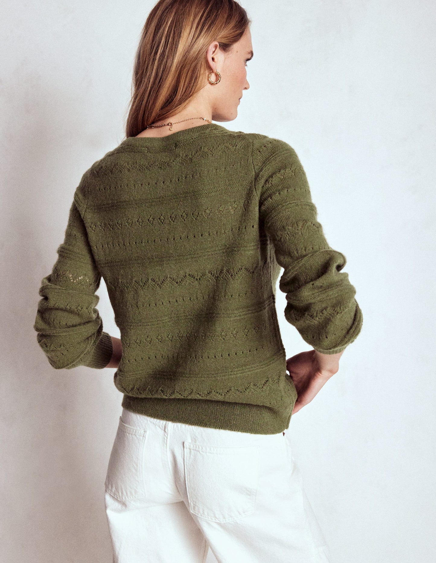 Leticia Lace Trim Cardigan-Woodland Green