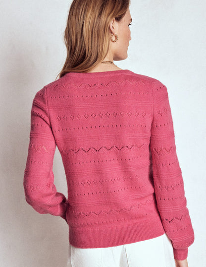 Leticia Lace Trim Cardigan-Rose Pink-3
