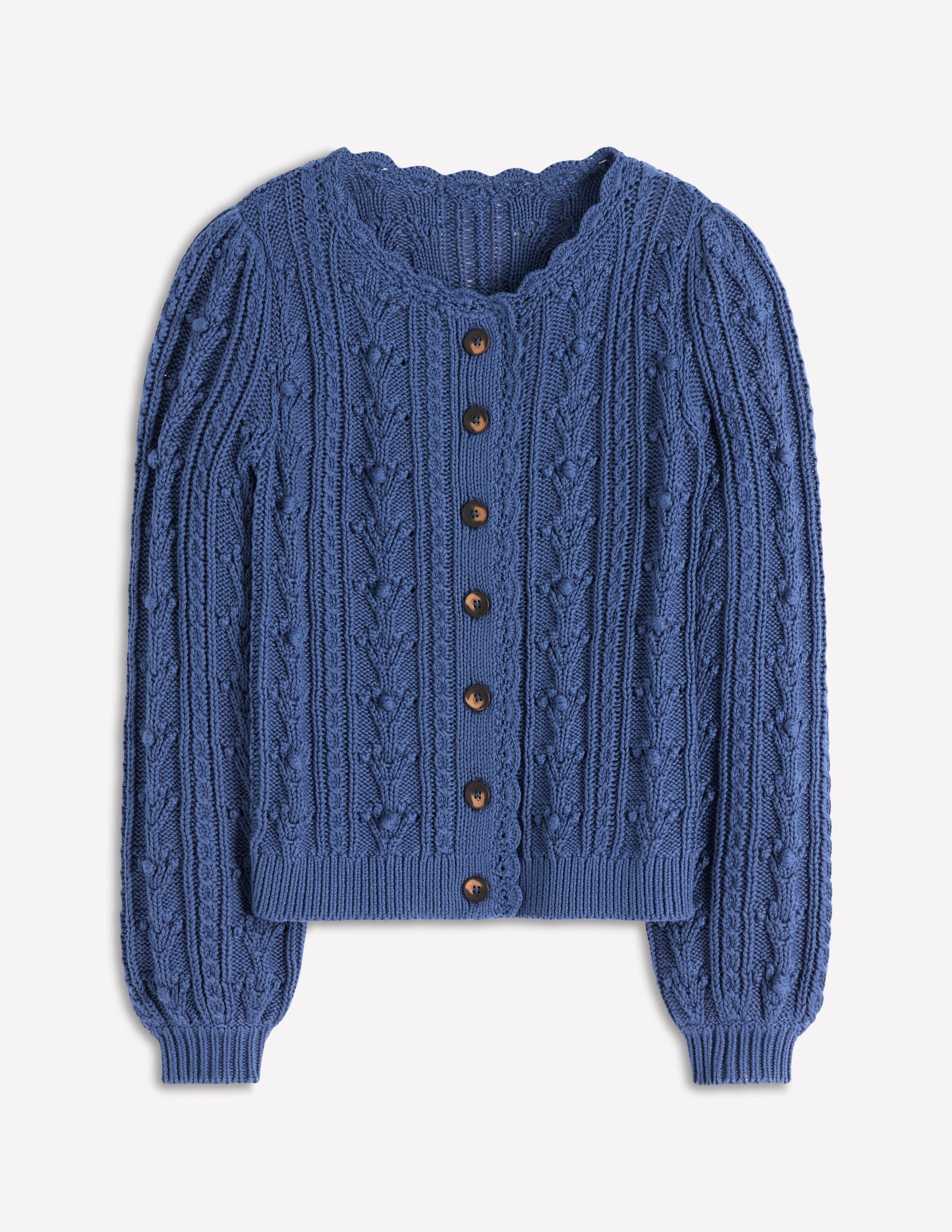 Cotton Textured Cardigan-Denim Blue-5