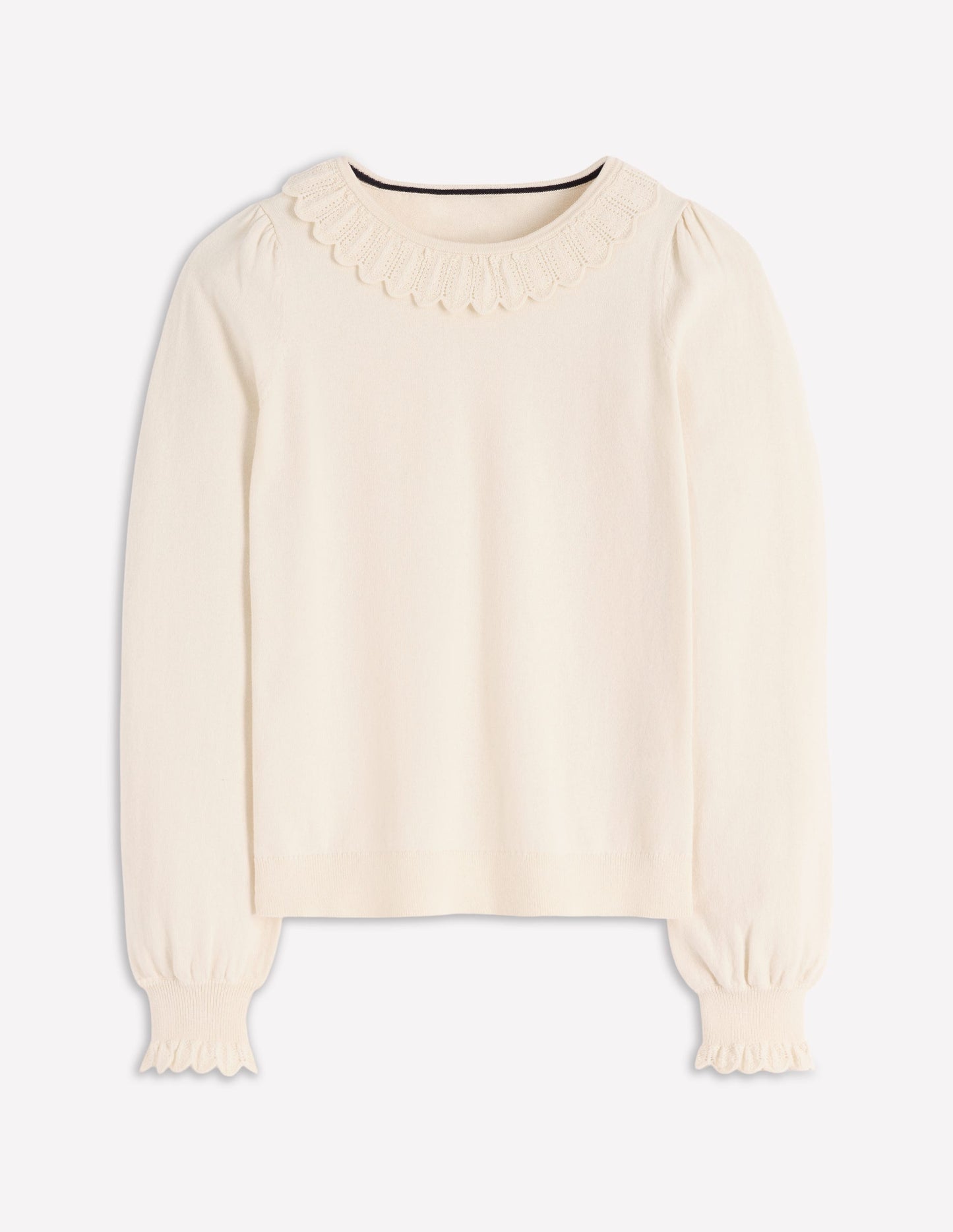 Melina Cotton Ruffle Sweater-Warm Ivory