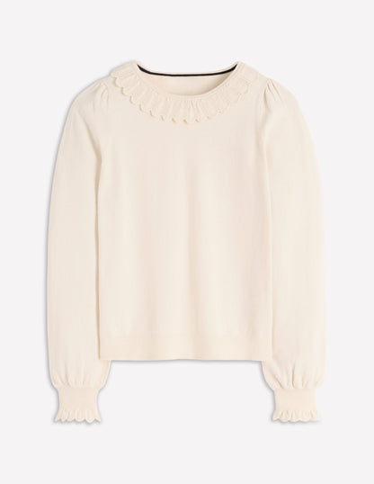 Melina Cotton Ruffle Sweater-Warm Ivory-5