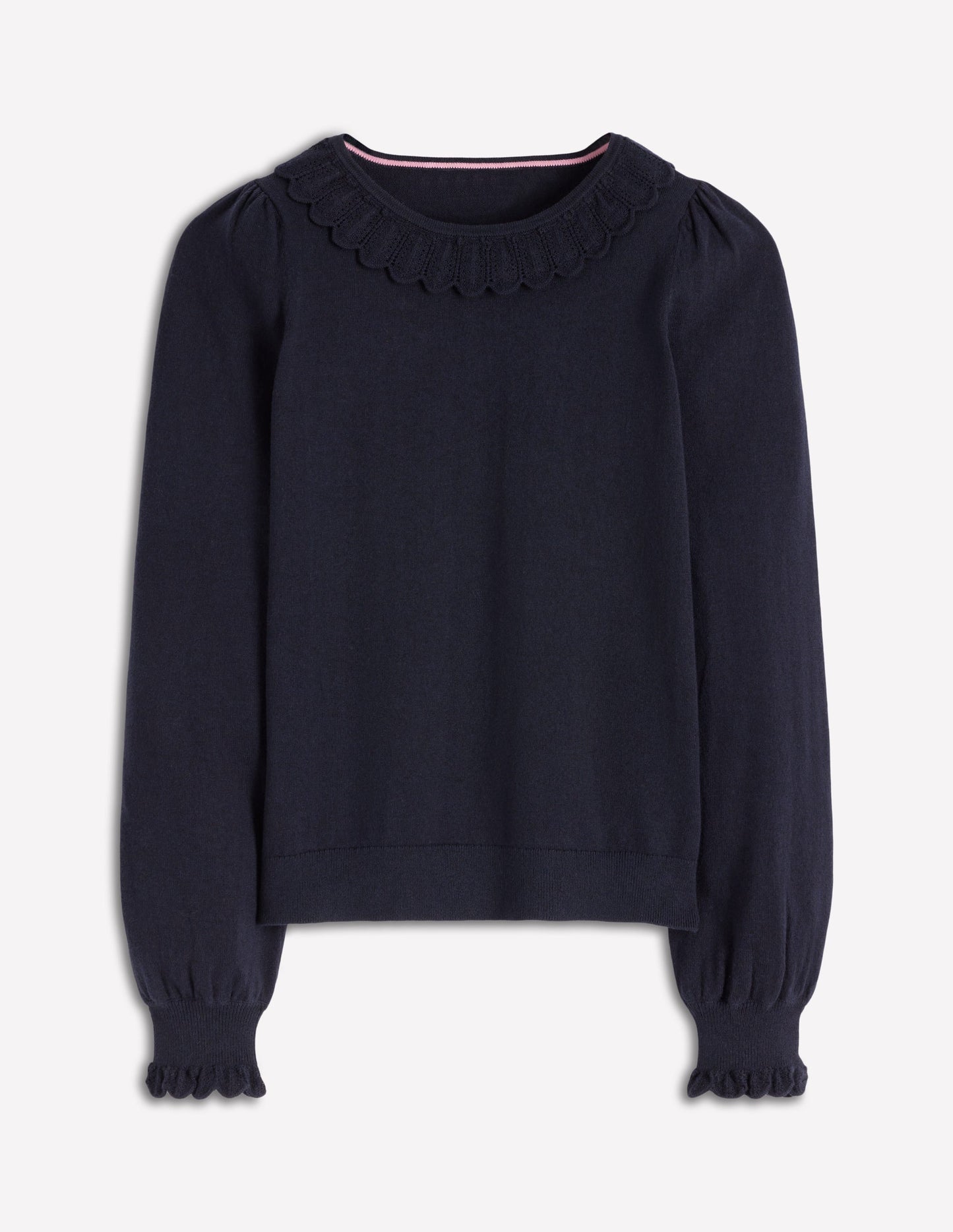 Melina Cotton Ruffle Sweater-Navy
