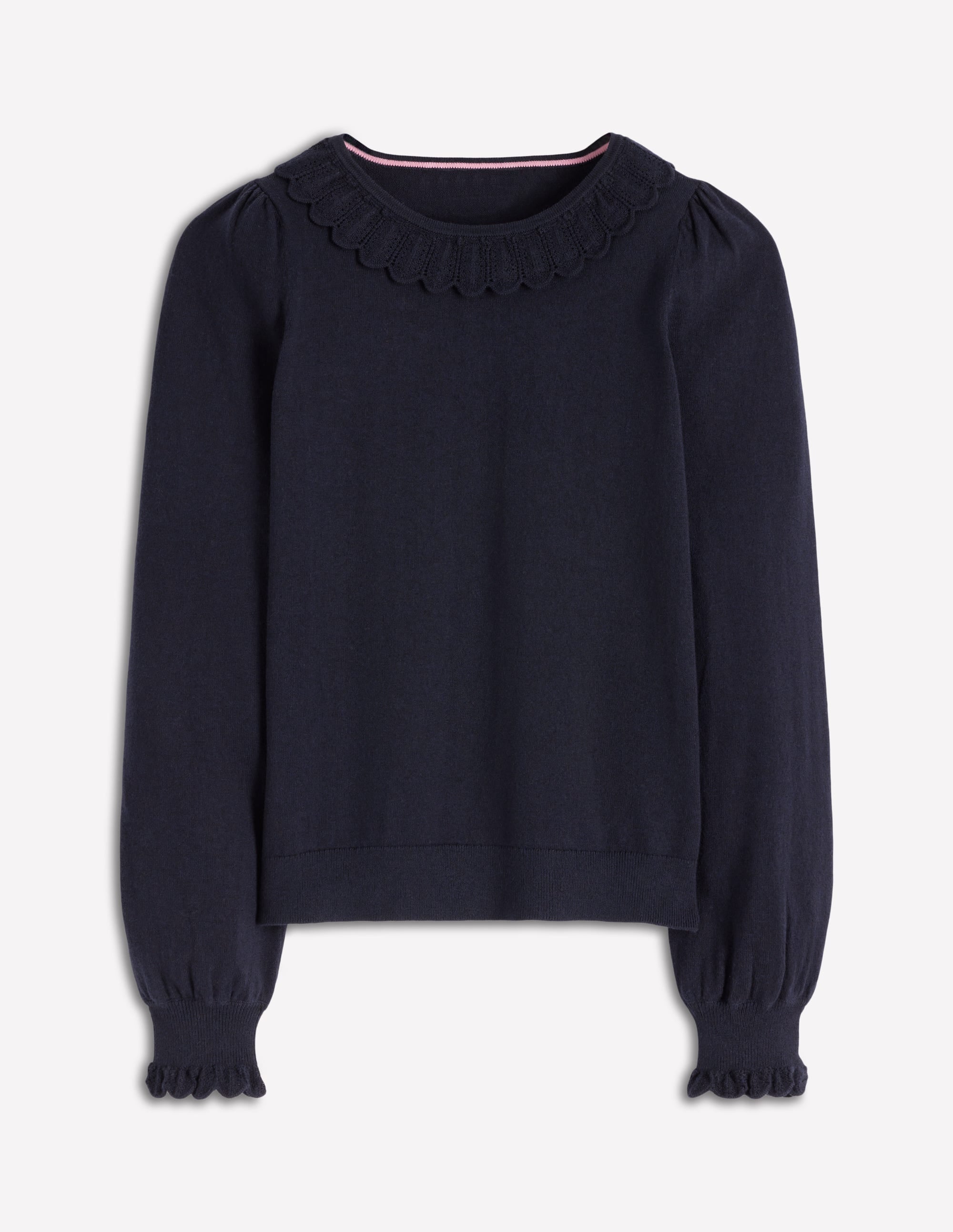 Melina Cotton Ruffle Sweater-Navy - Image 5