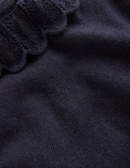 Melina Cotton Ruffle Sweater-Navy-6