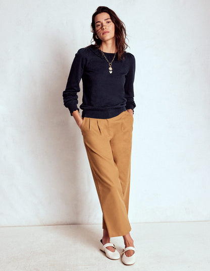 Melina Cotton Ruffle Sweater-Navy-4