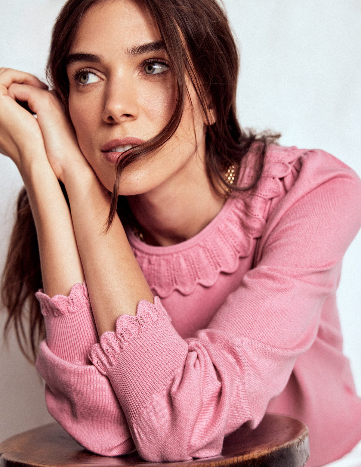 Melina Cotton Ruffle Sweater-Formica Pink - Image 1