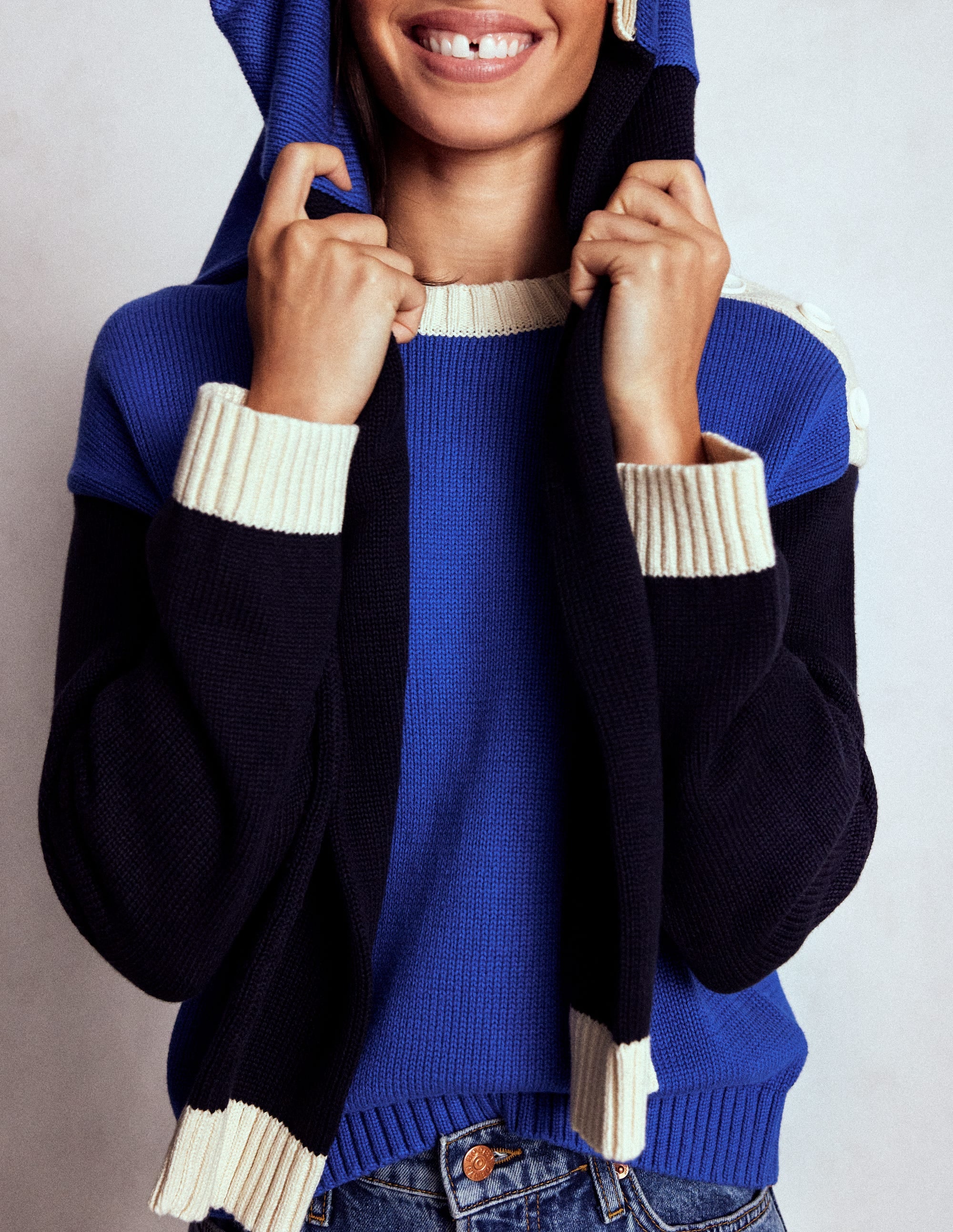 Jemma Chunky Cotton Sweater-Bright Blue - Image 2