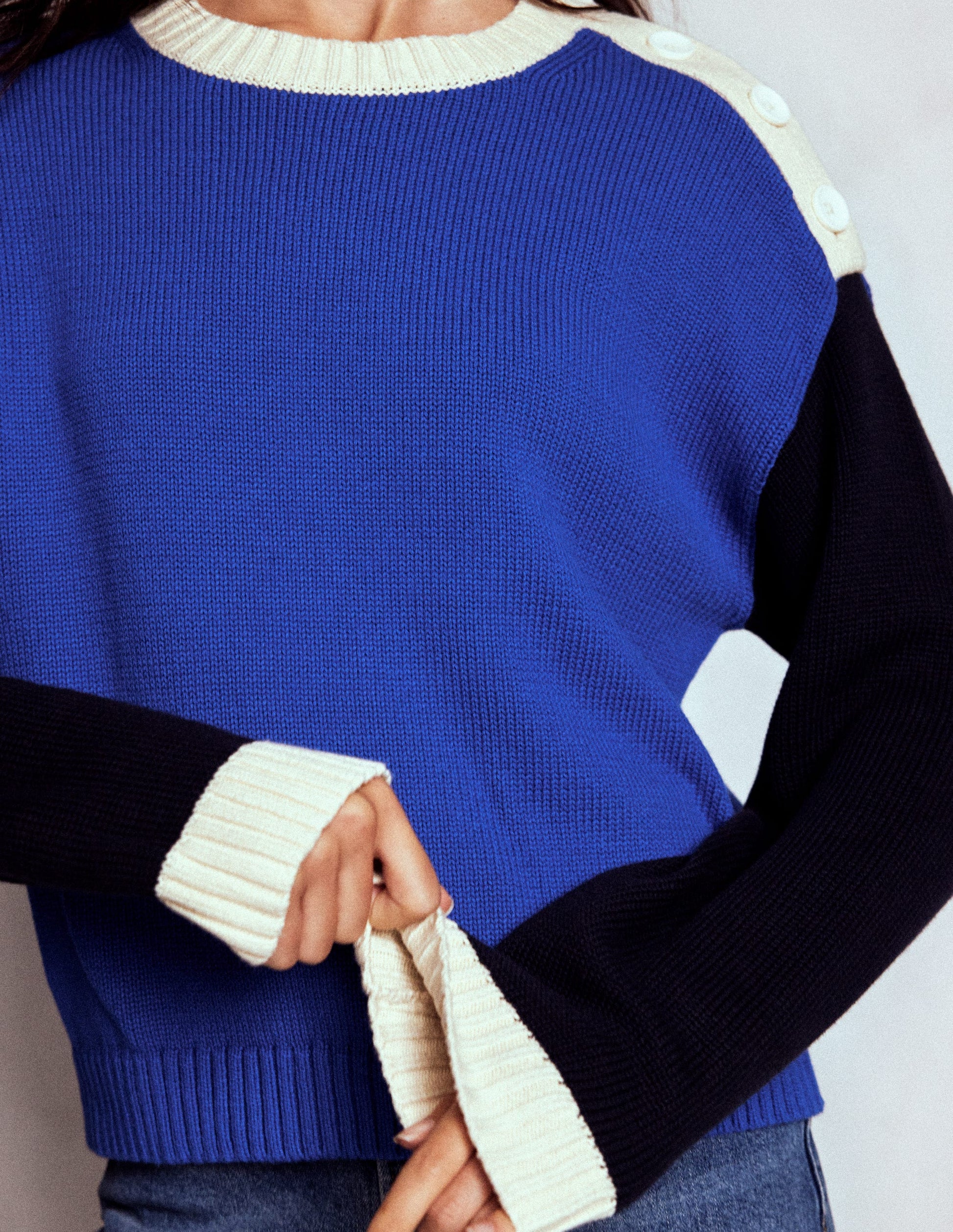 Jemma Chunky Cotton Sweater-Bright Blue-3