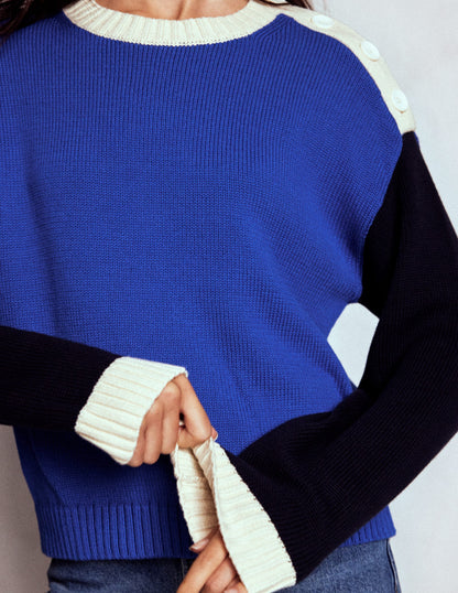 Jemma Chunky Cotton Sweater-Bright Blue-3