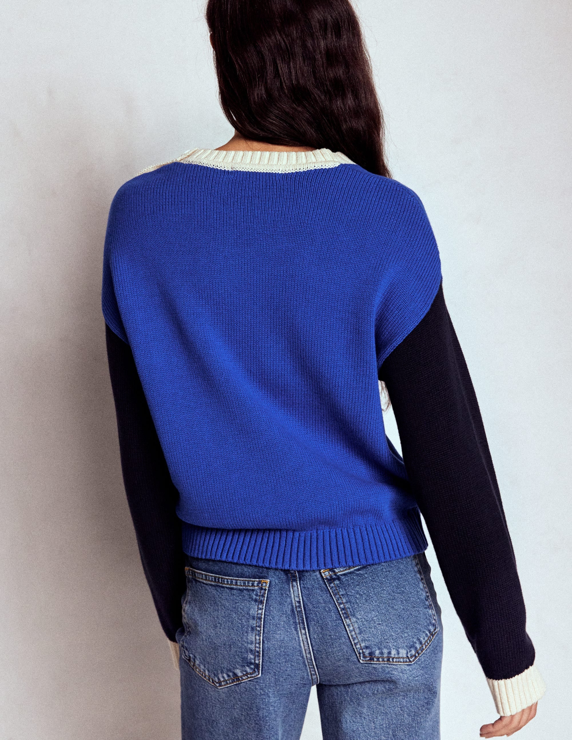 Jemma Chunky Cotton Sweater-Bright Blue - Image 4