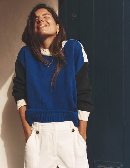 Jemma Chunky Cotton Sweater-Bright Blue-6
