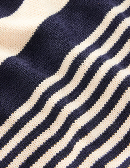 Jemma Chunky Cotton Sweater-Warm Ivory/ Navy-6