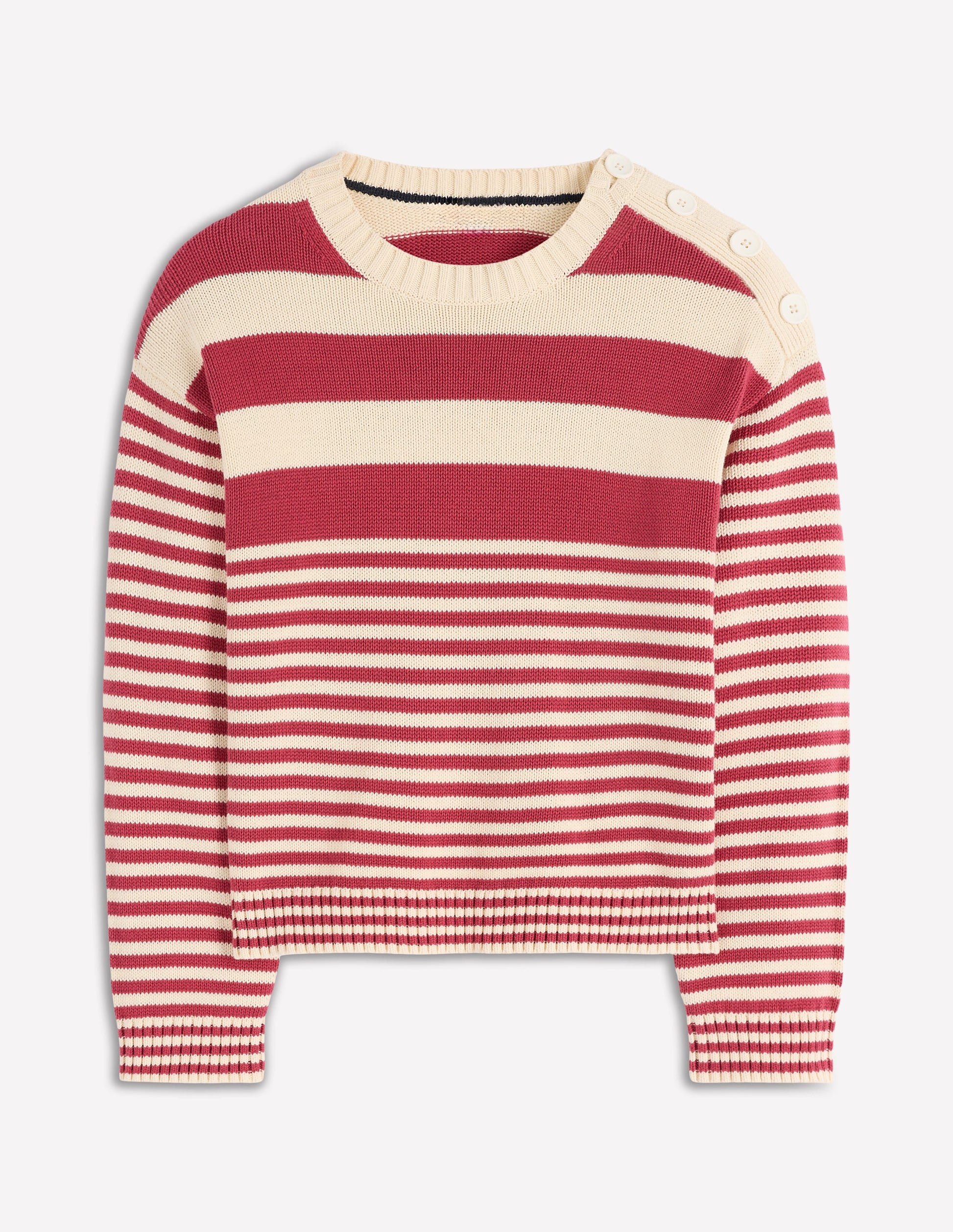 Jemma Chunky Cotton Sweater-Warm Ivory/ Terracotta-6