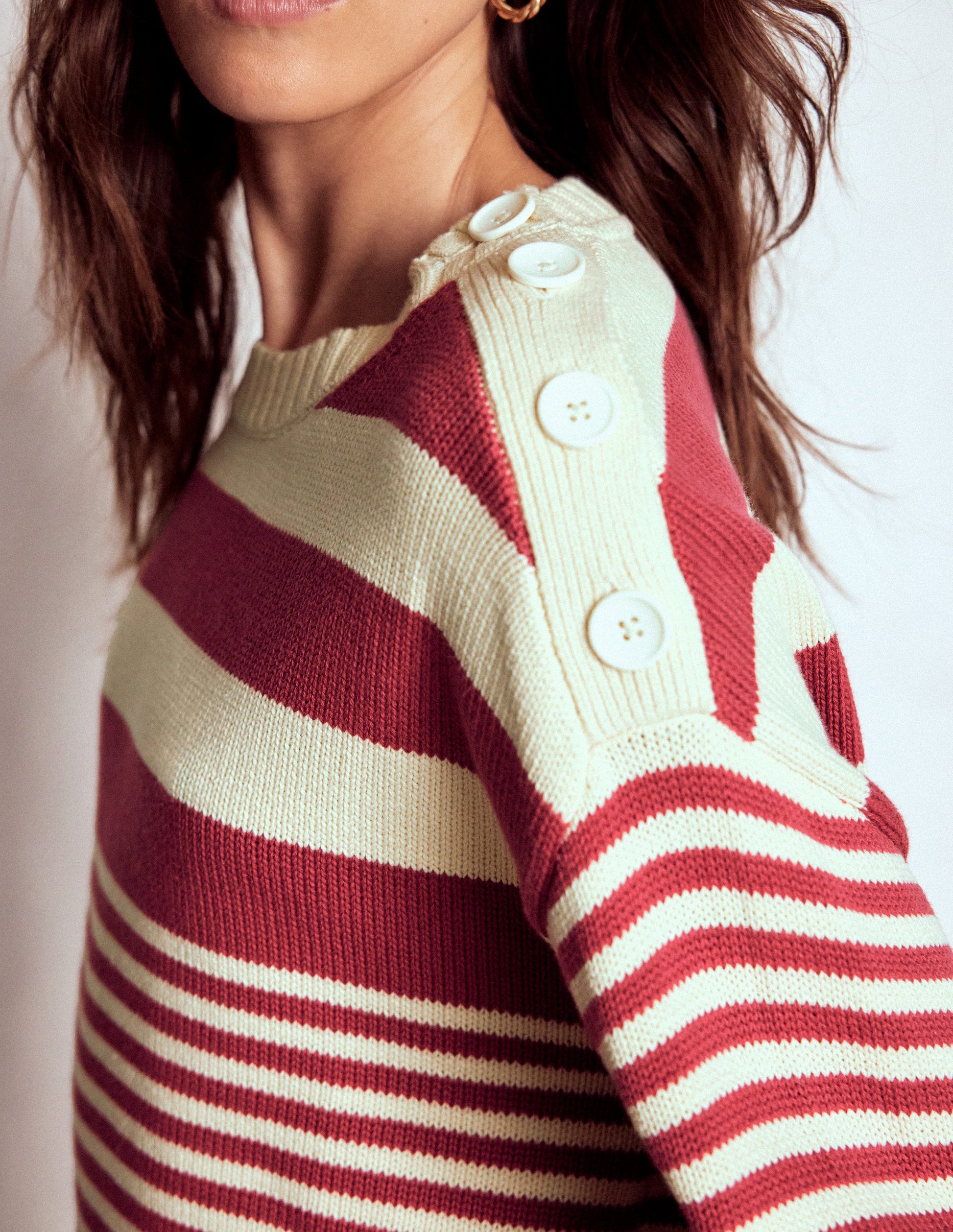 Jemma Chunky Cotton Sweater-Warm Ivory/ Terracotta-2