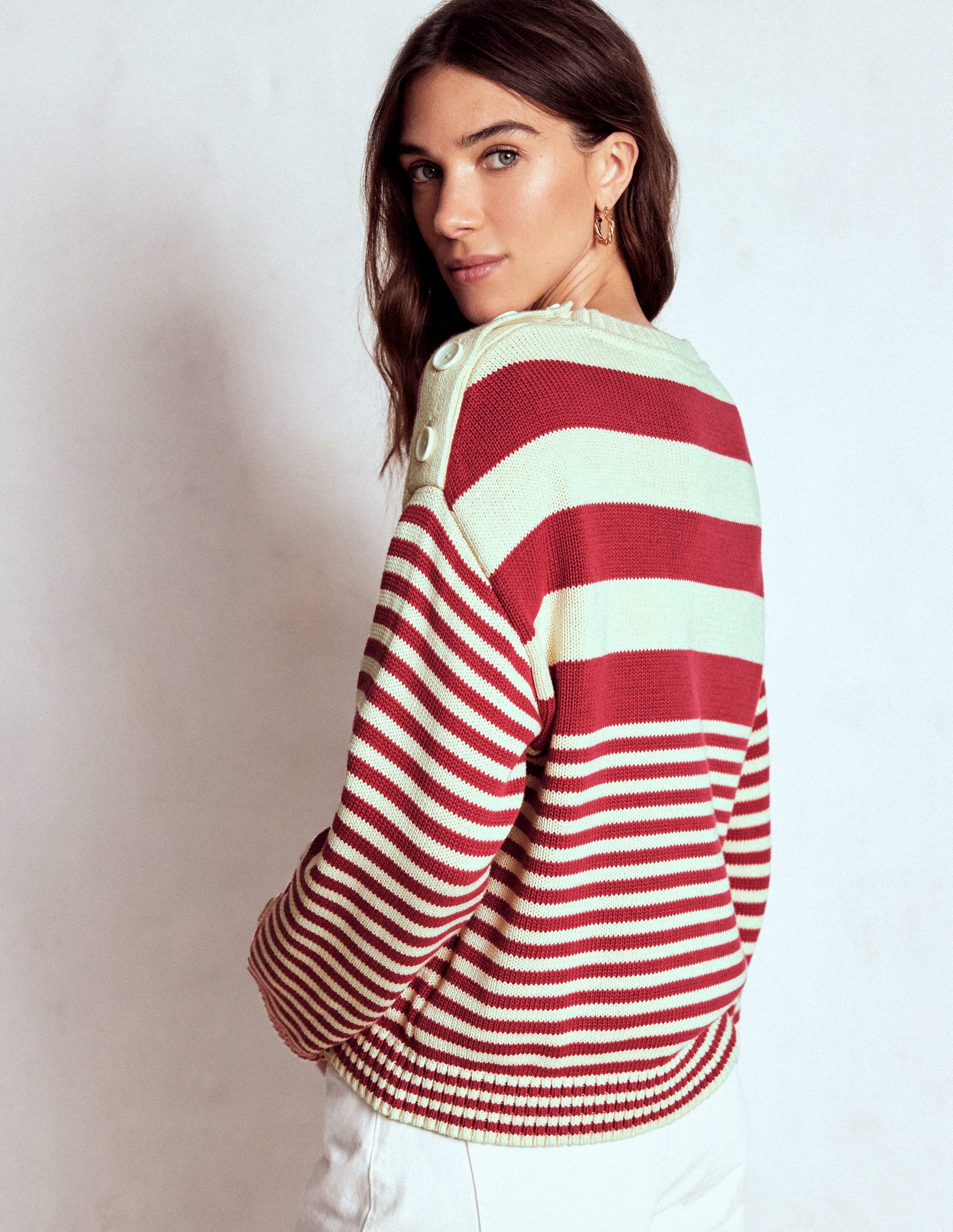 Jemma Chunky Cotton Sweater-Warm Ivory/ Terracotta-3