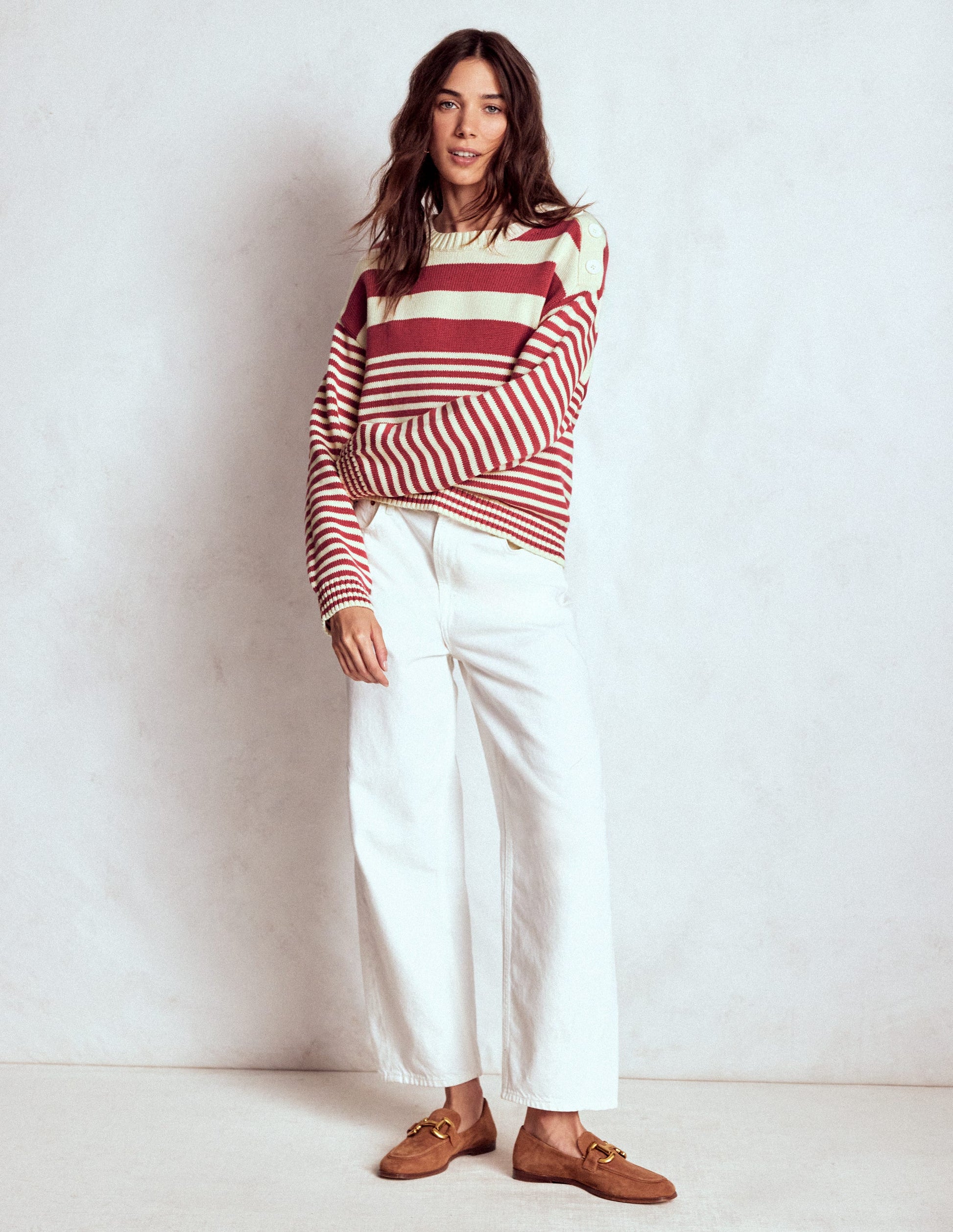 Jemma Chunky Cotton Sweater-Warm Ivory/ Terracotta-4