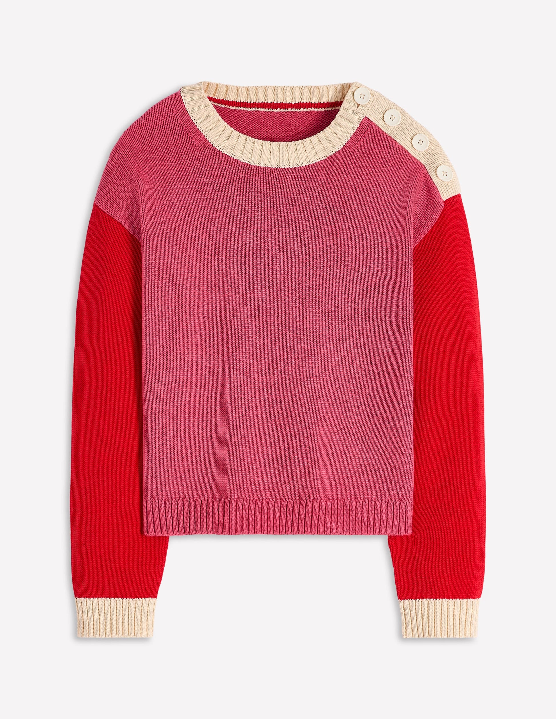 Jemma Chunky Cotton Sweater-Rose Pink-5