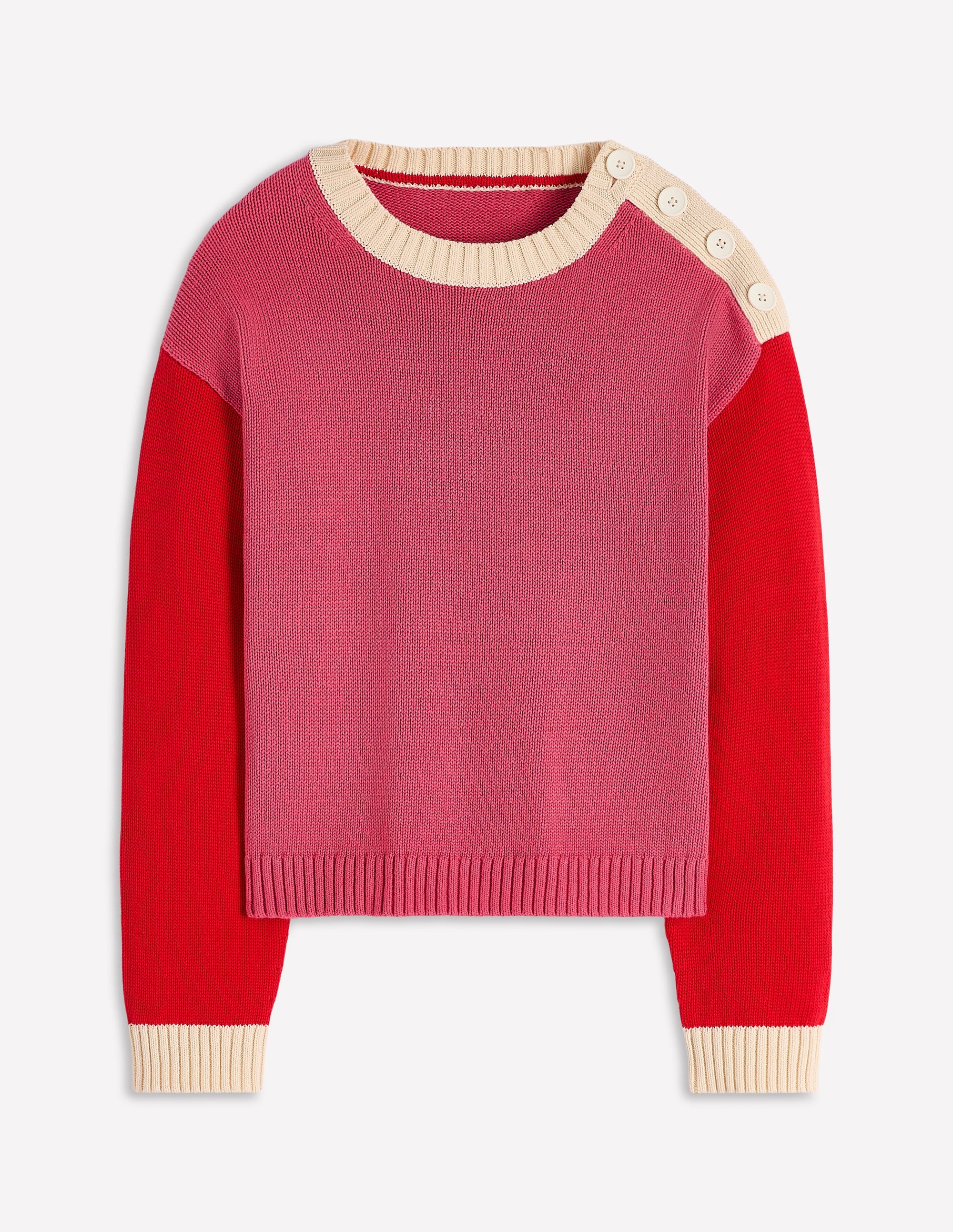Jemma Chunky Cotton Sweater-Rose Pink - Image 5