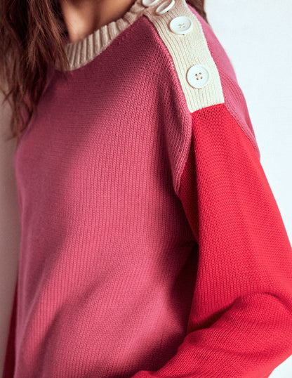Jemma Chunky Cotton Sweater-Rose Pink-2