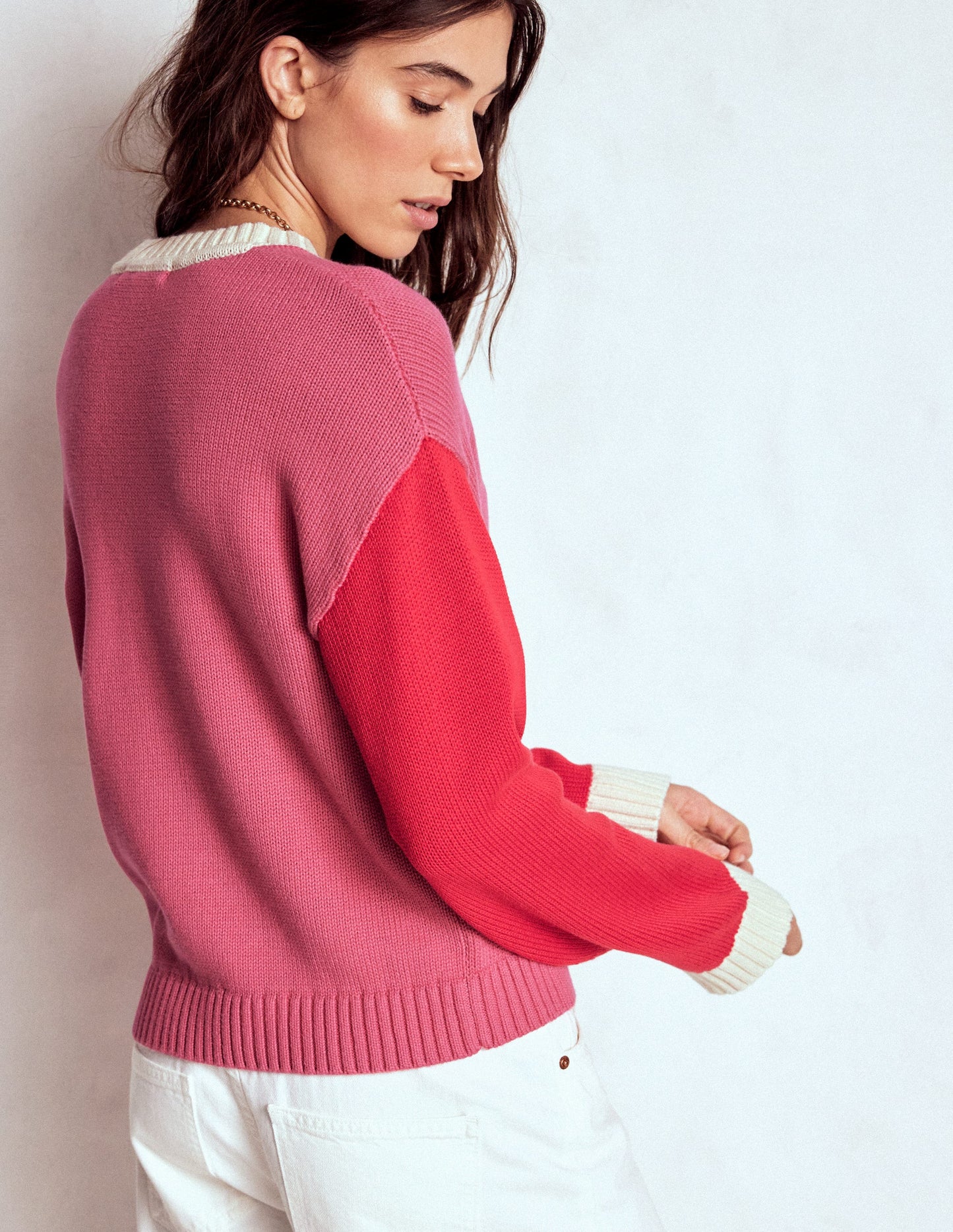 Jemma Chunky Cotton Sweater-Rose Pink