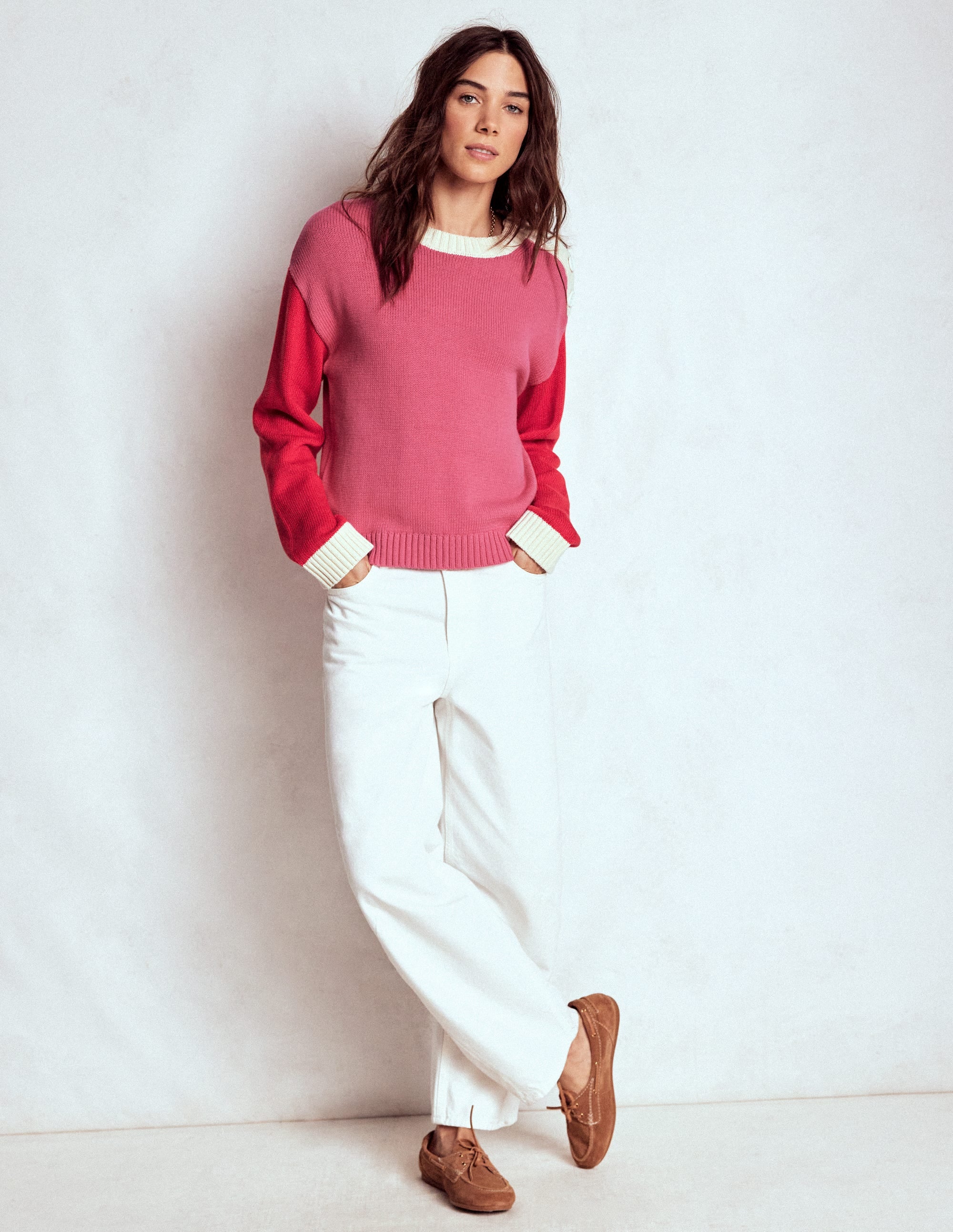 Jemma Chunky Cotton Sweater-Rose Pink - Image 4