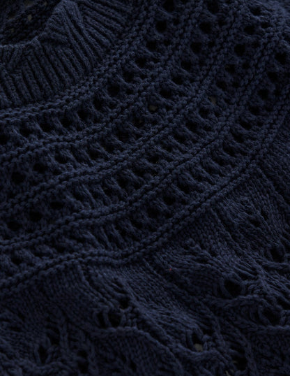 Crochet Mix Stitch Sweater-Navy-7