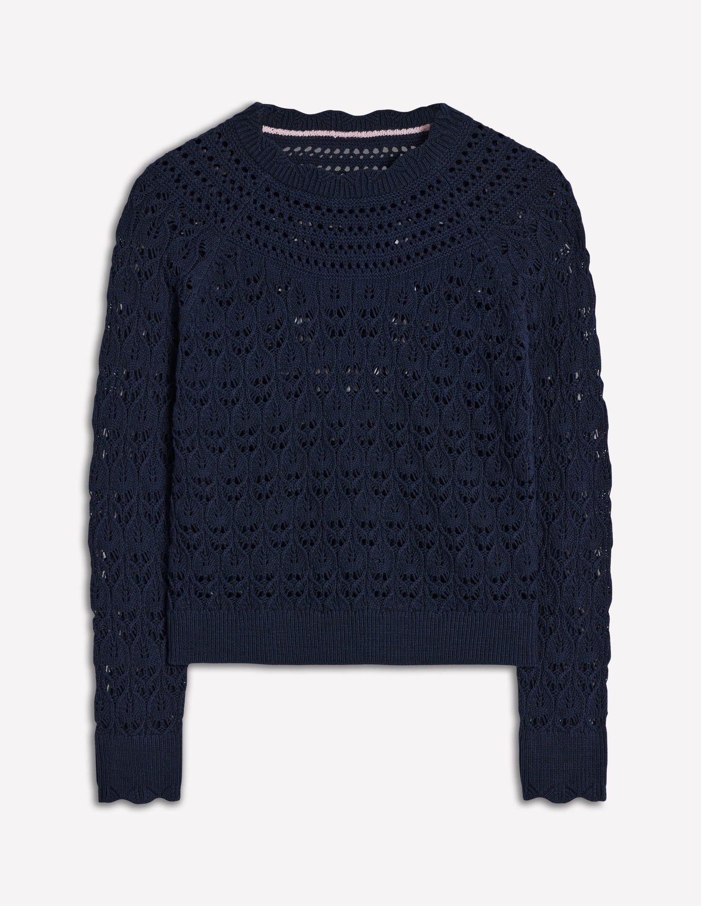 Crochet Mix Stitch Sweater-Navy