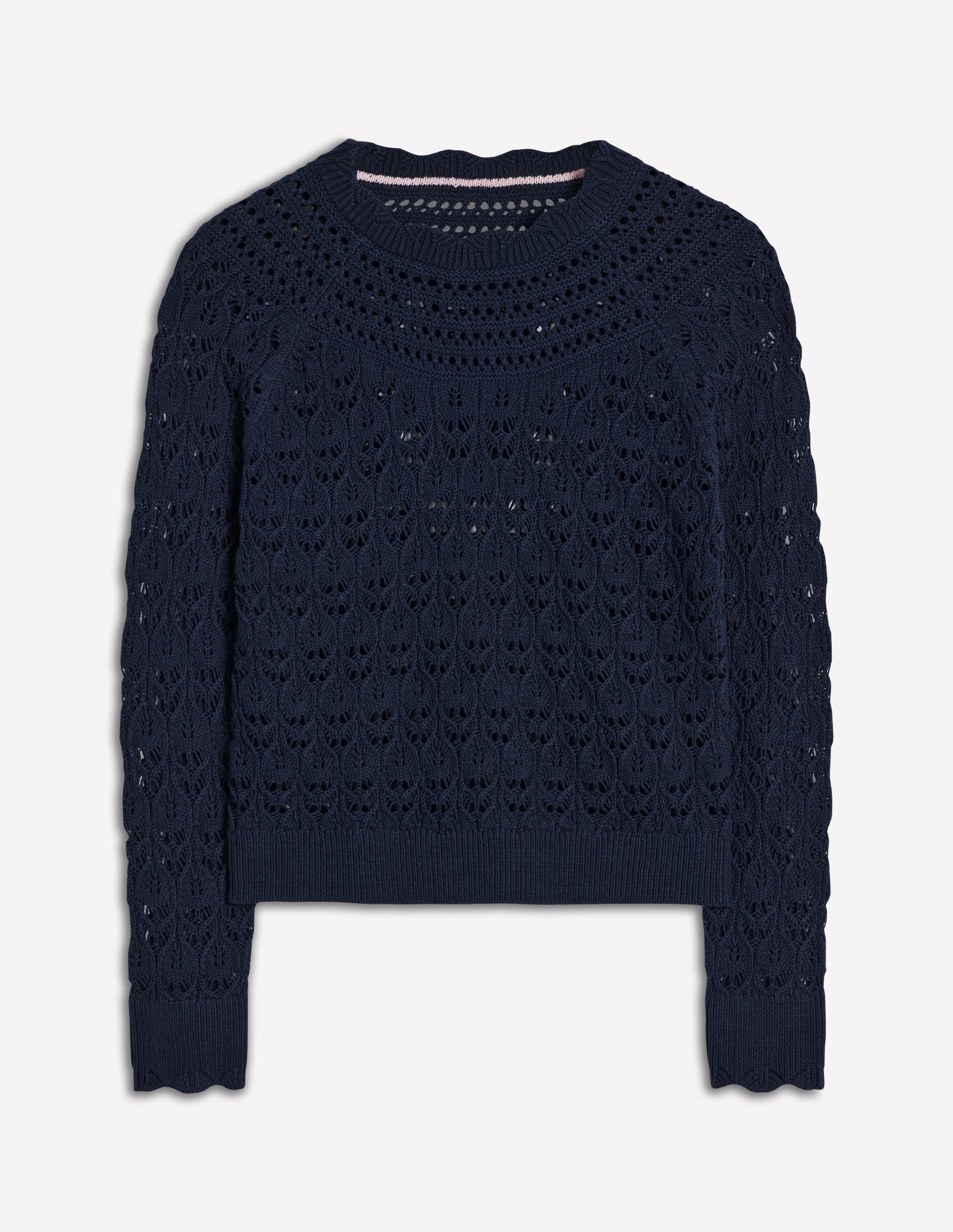 Crochet Mix Stitch Sweater-Navy-6