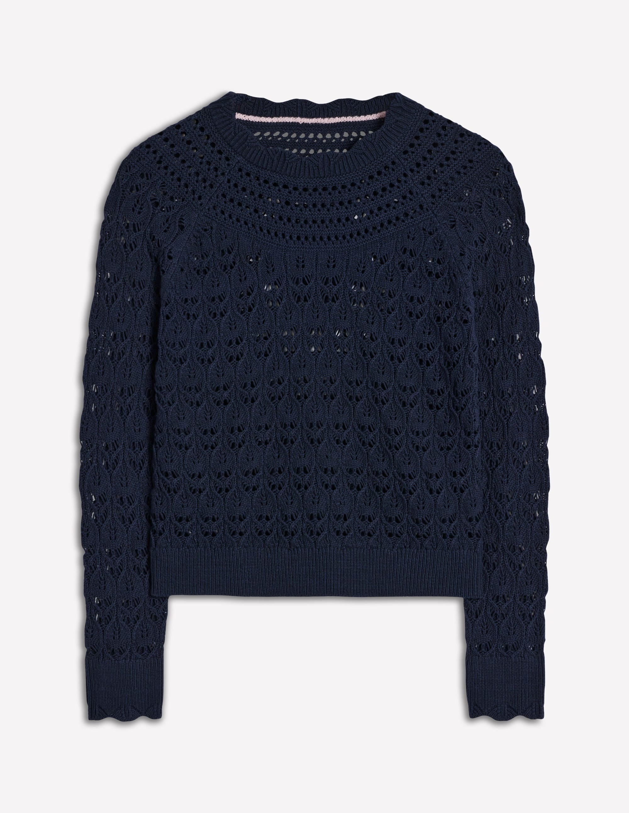 Crochet Mix Stitch Sweater-Navy - Image 6