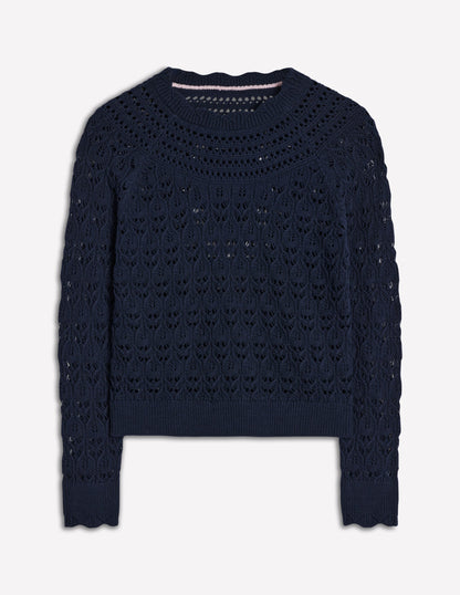 Crochet Mix Stitch Sweater-Navy-6