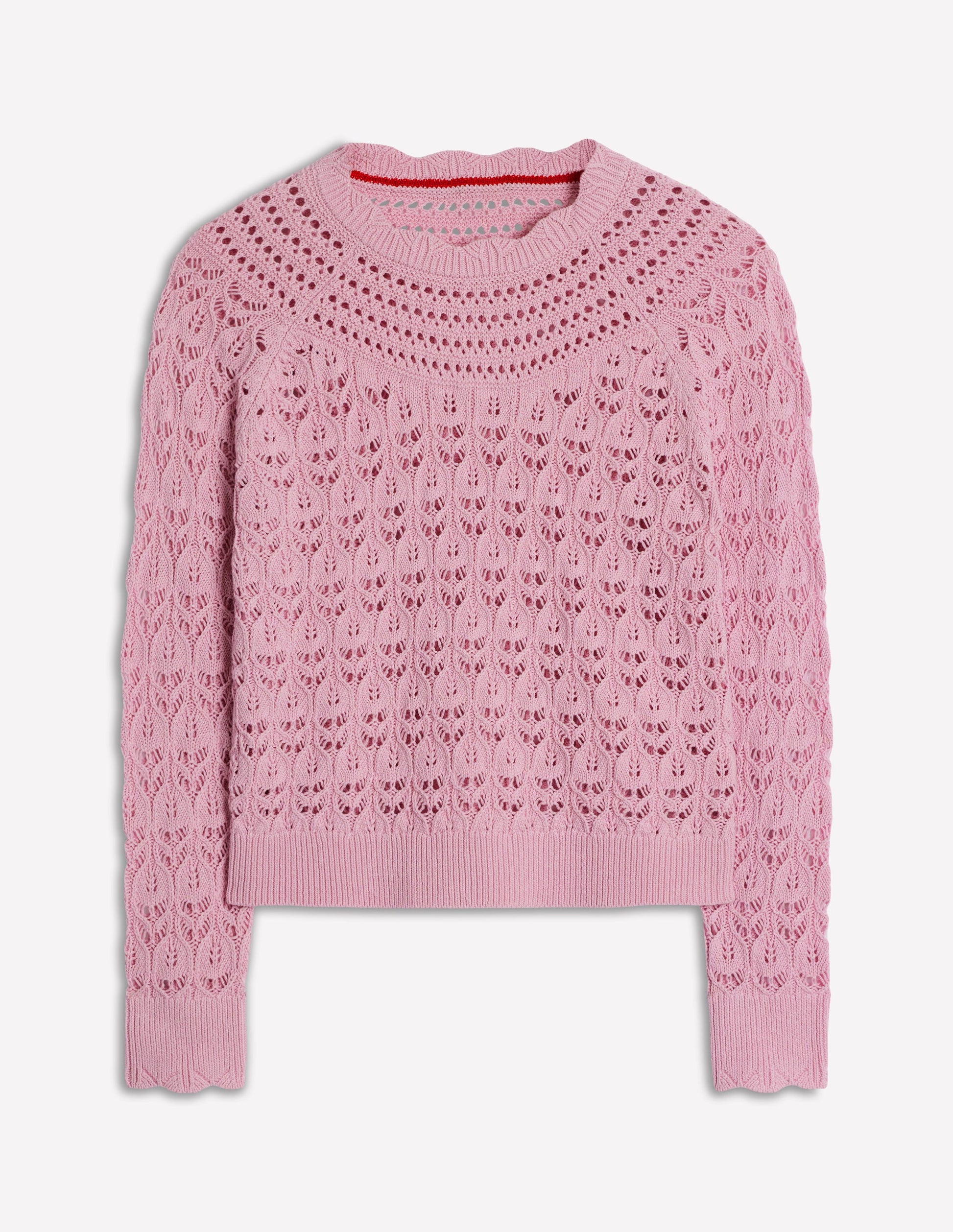 Crochet Mix Stitch Sweater-Formica Pink-5