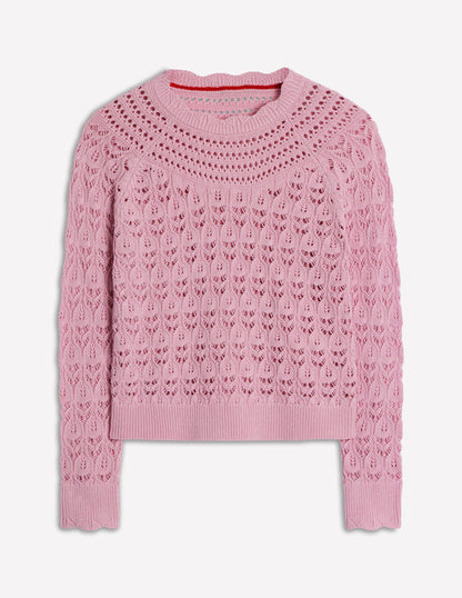 Crochet Mix Stitch Sweater-Formica Pink-5