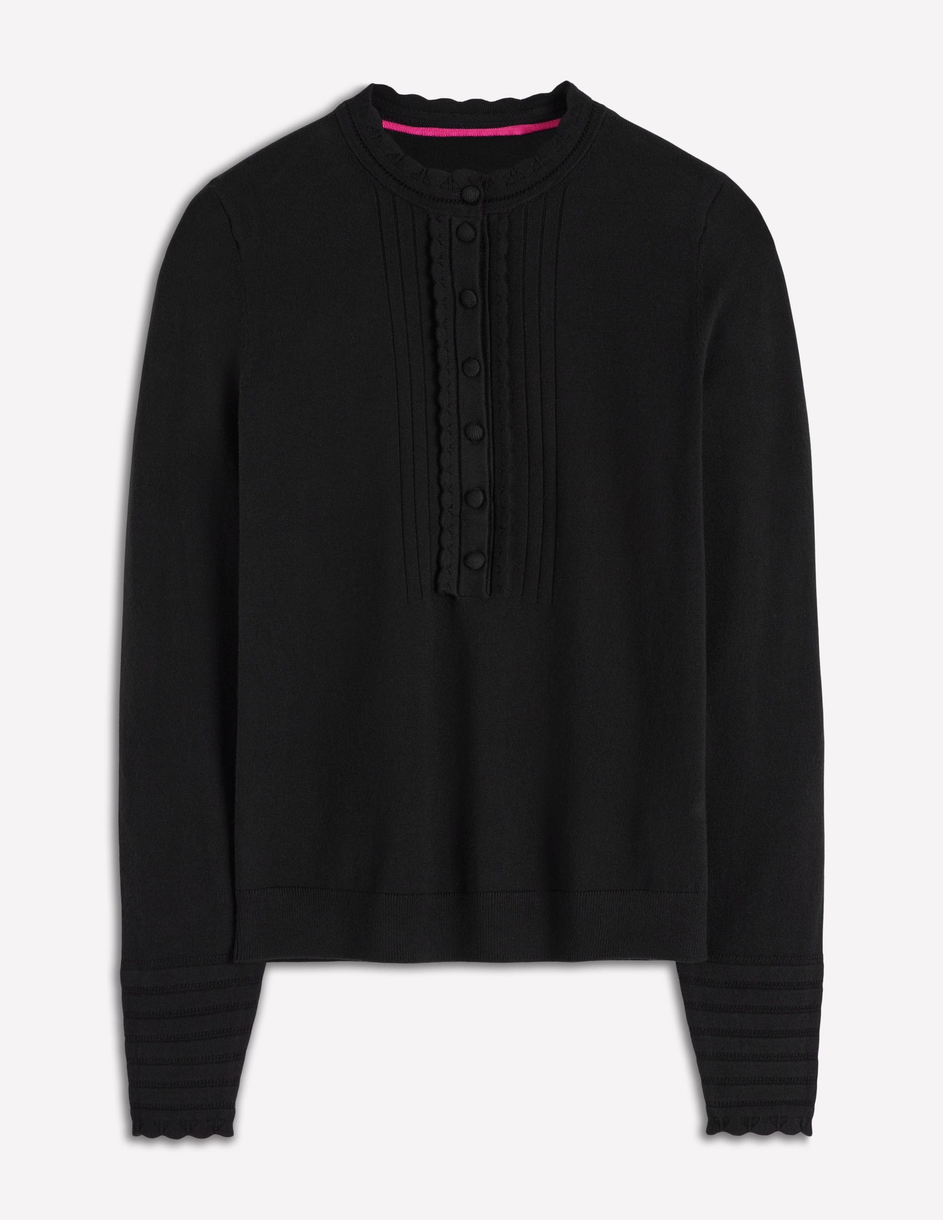 Angela Cotton Scallop Sweater-Black-6