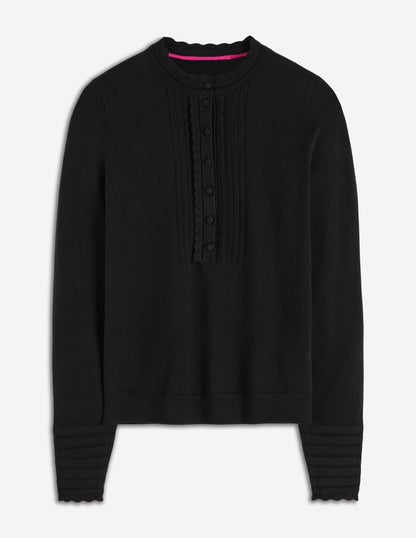 Angela Cotton Scallop Sweater-Black-6