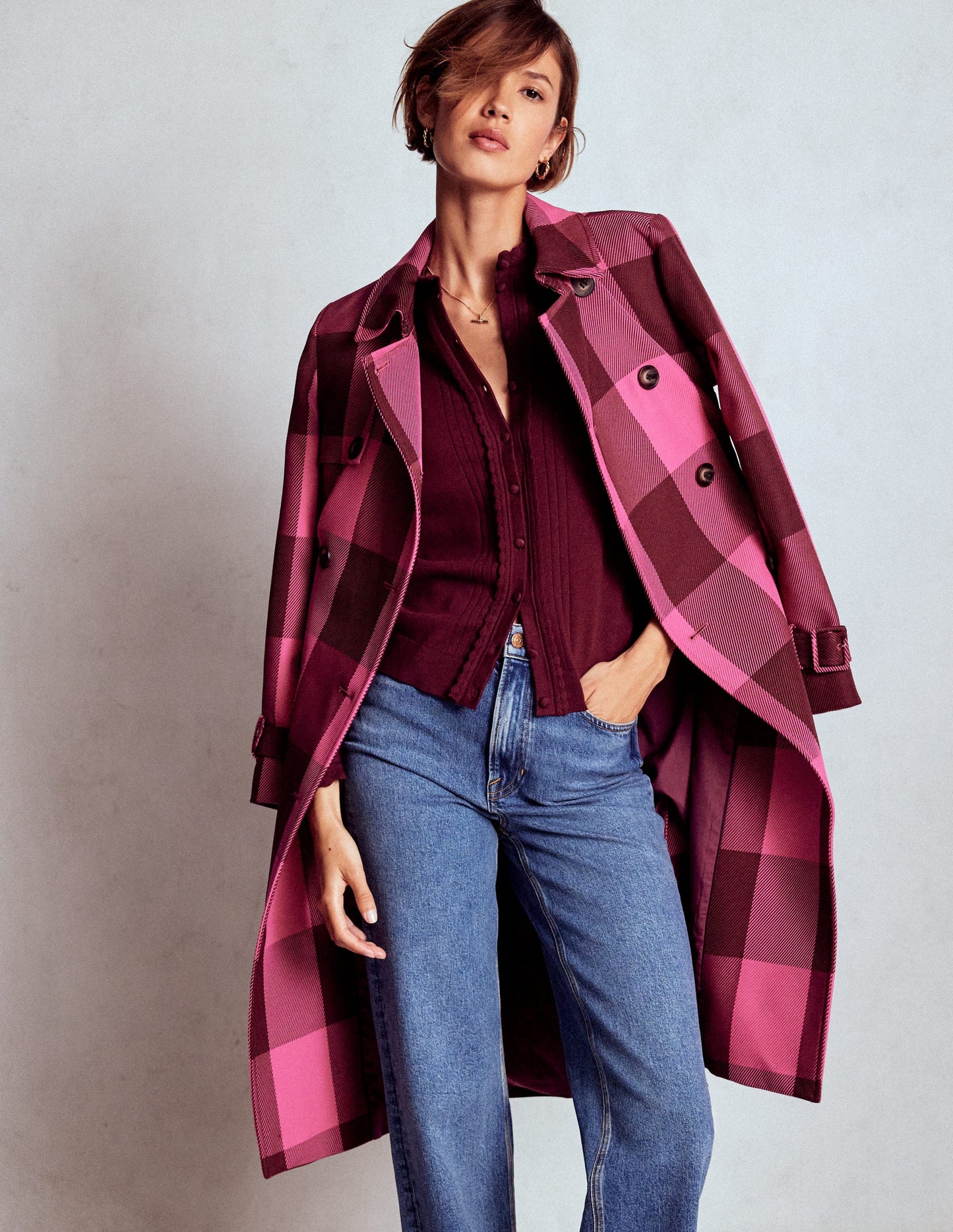 Angela Cotton Scallop Cardigan-Deep Wisteria