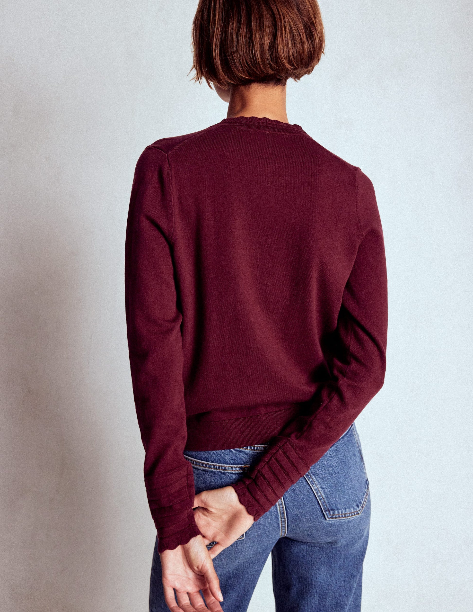 Angela Cotton Scallop Cardigan-Deep Wisteria-4