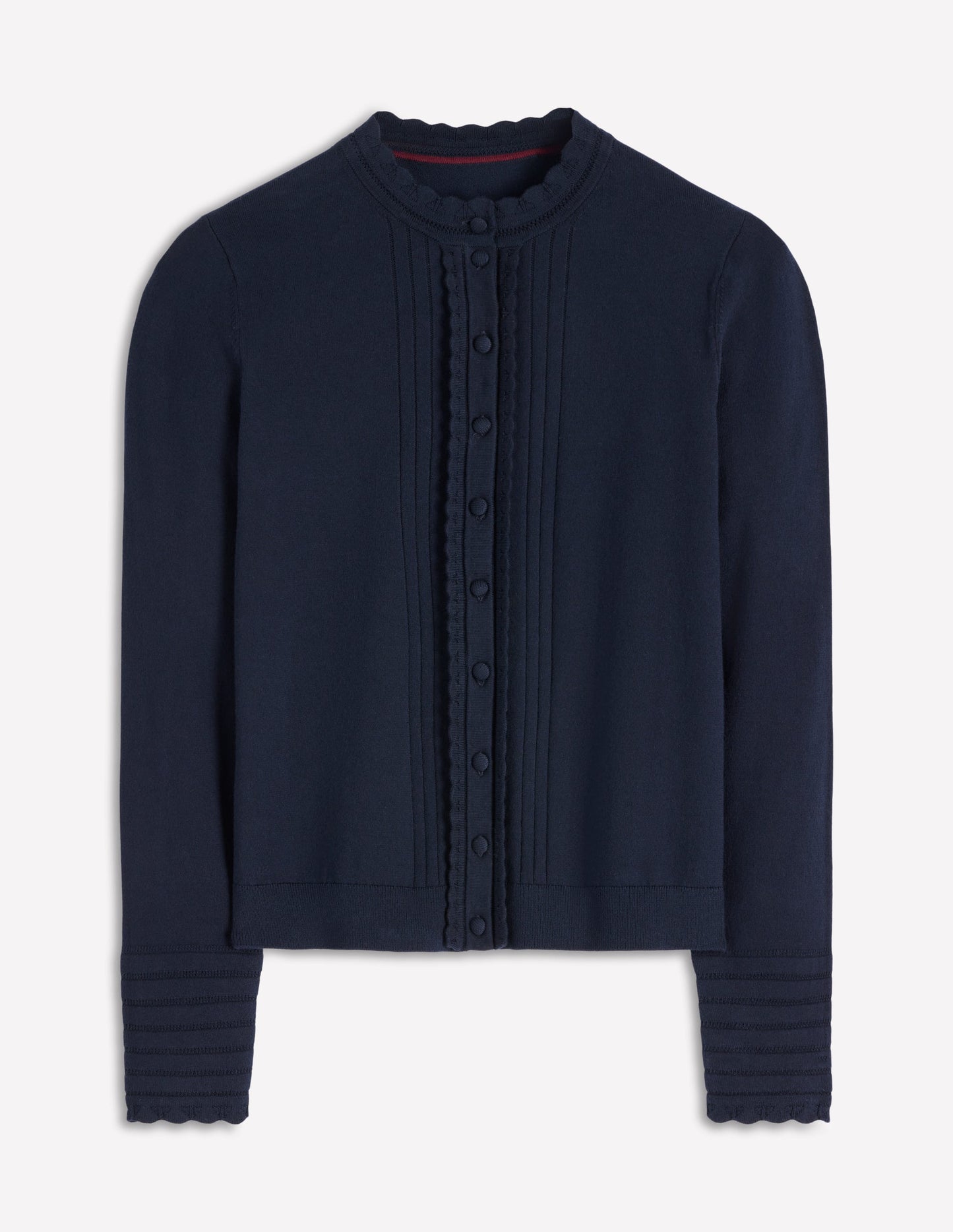 Angela Cotton Scallop Cardigan-Navy